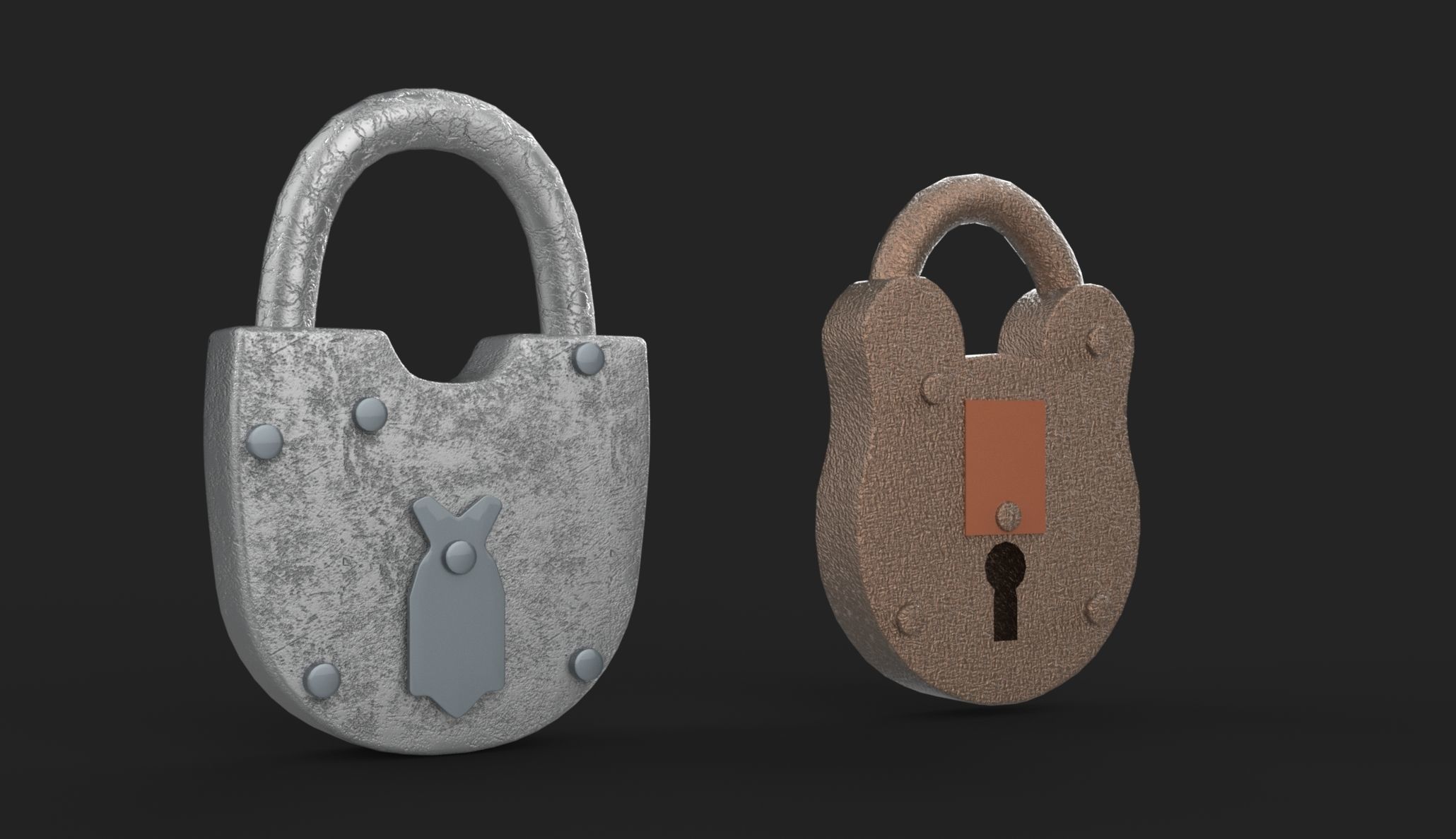 Old Padlock Low-poly 3D model_2