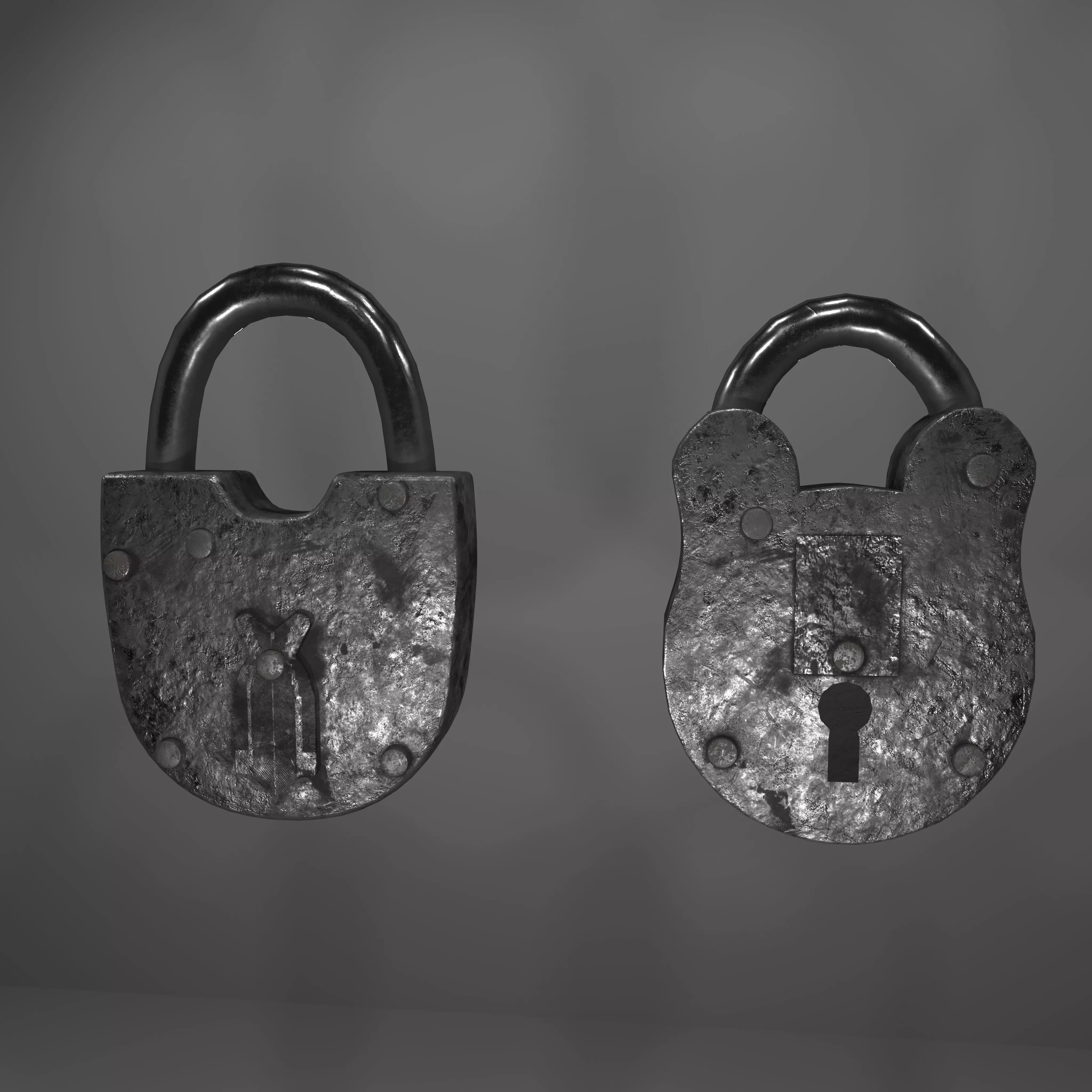 Old Padlock Low-poly 3D model_0