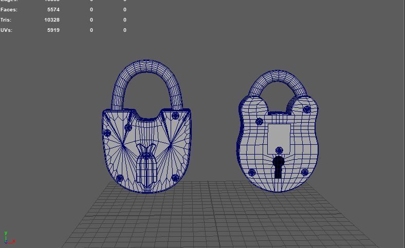 Old Padlock Low-poly 3D model_6