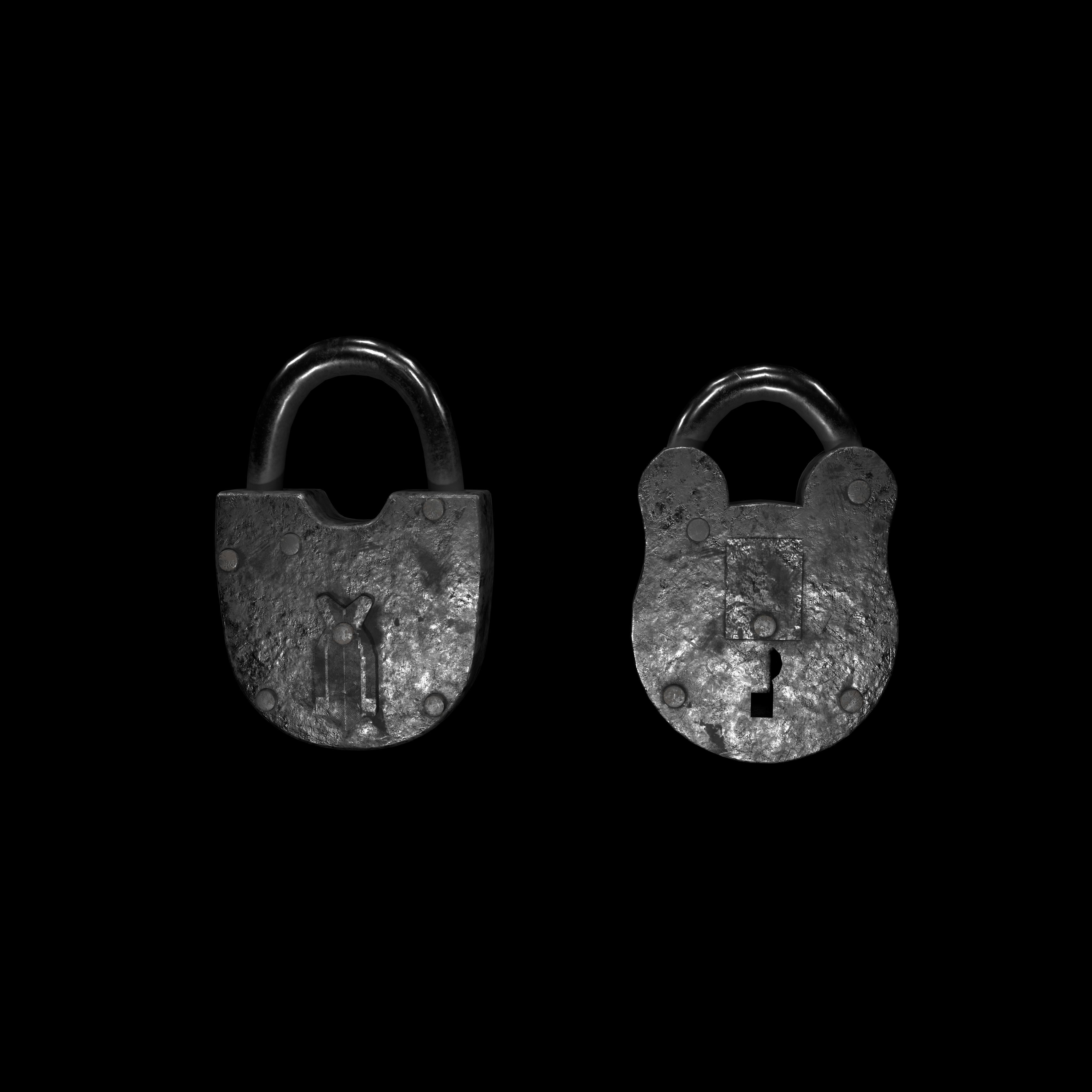 Old Padlock Low-poly 3D model_1