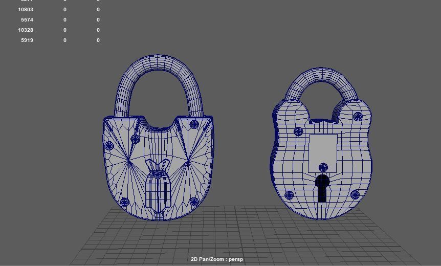Old Padlock Low-poly 3D model_5