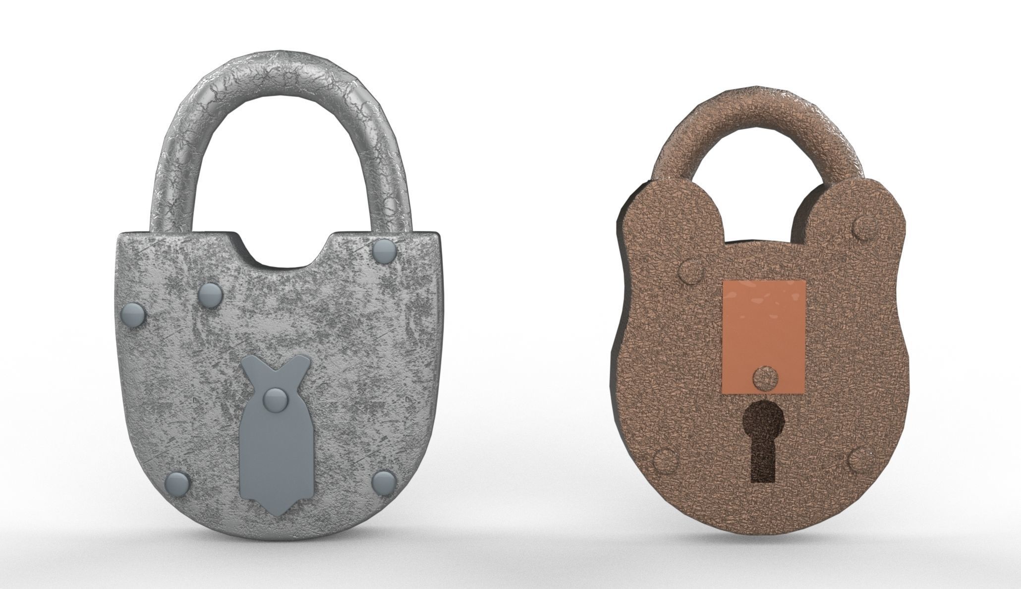 Old Padlock Low-poly 3D model_4