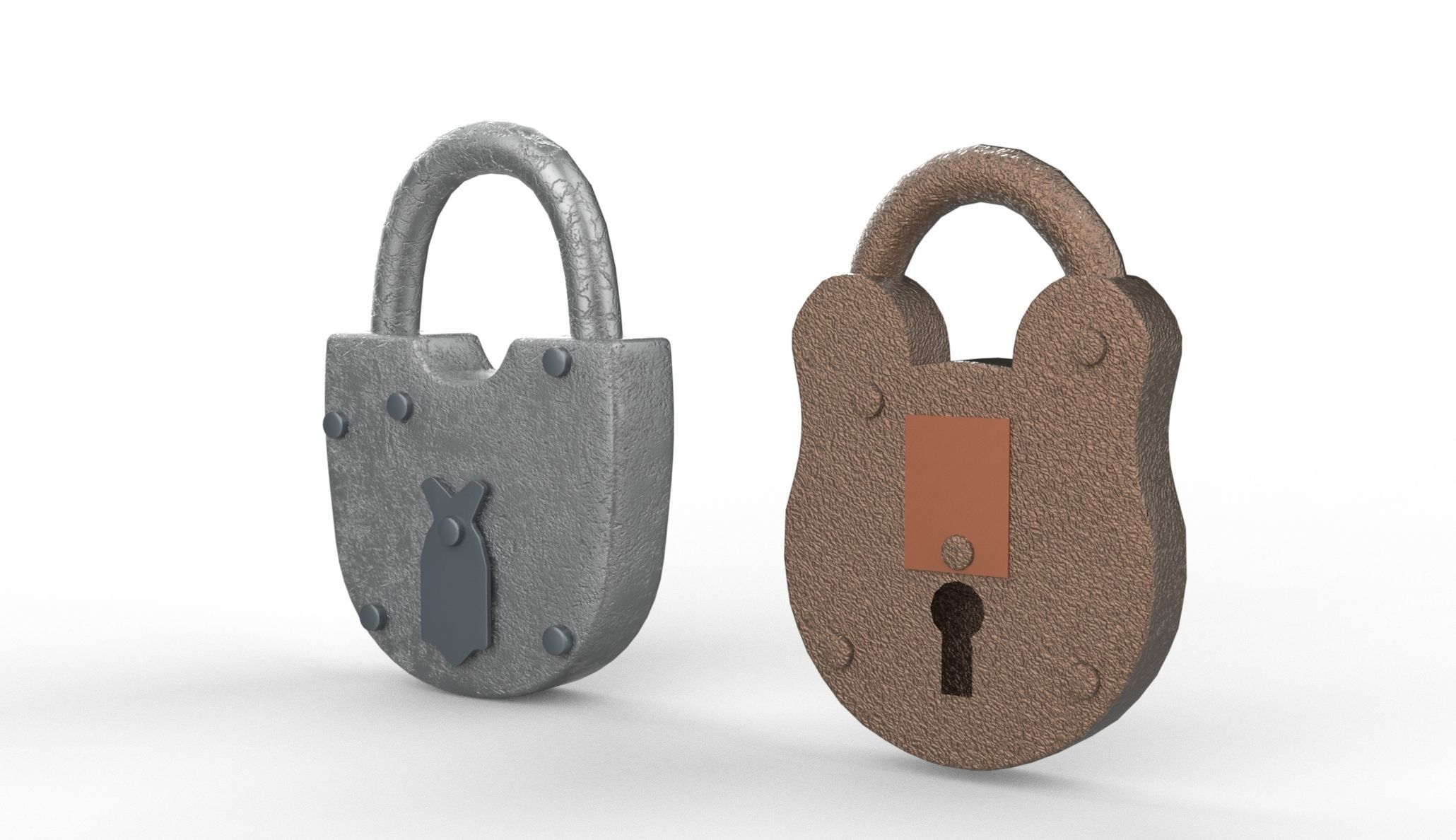 Old Padlock Low-poly 3D model_3