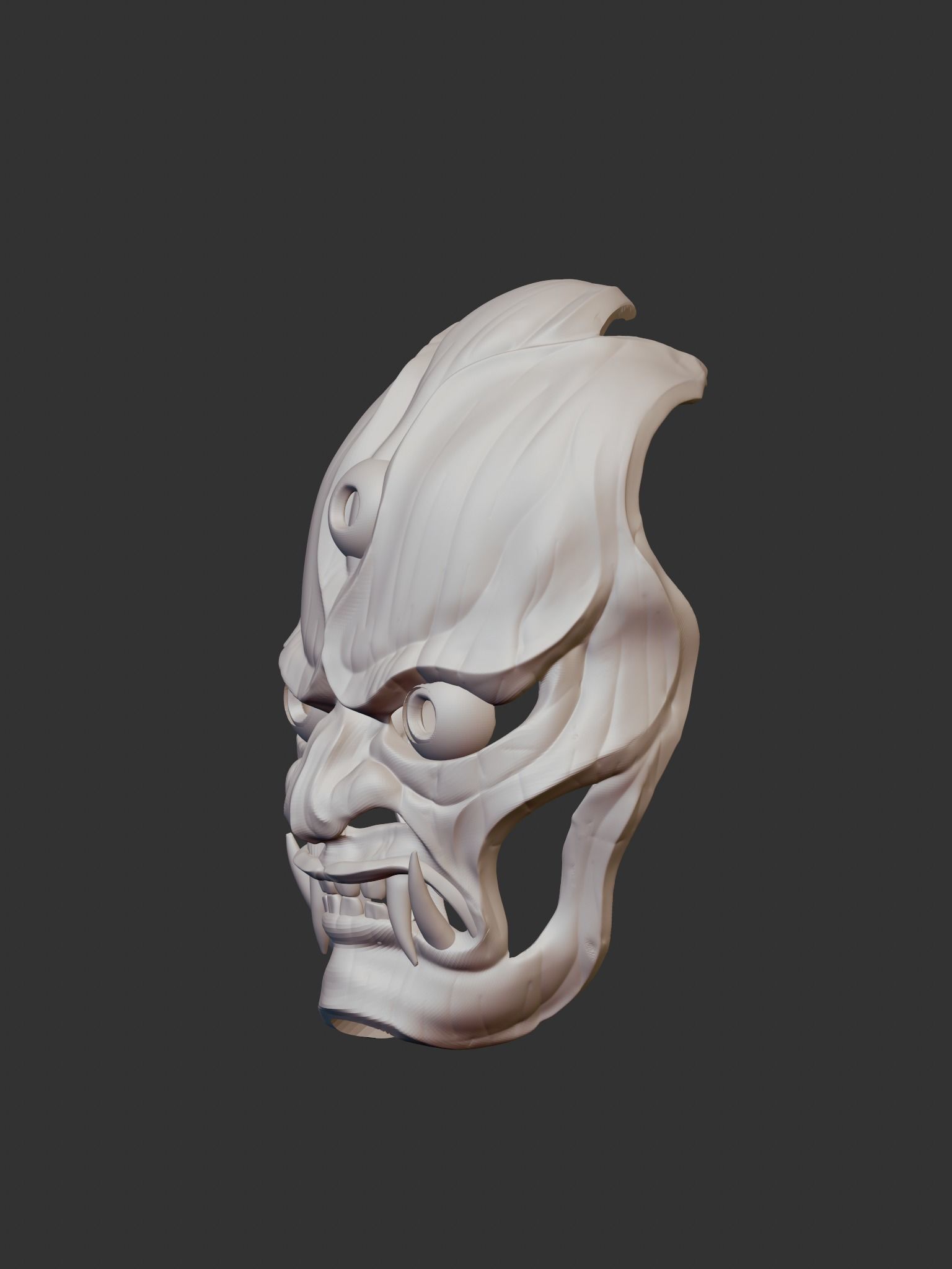 Creepy Japanese hannya mask 3D print model_5