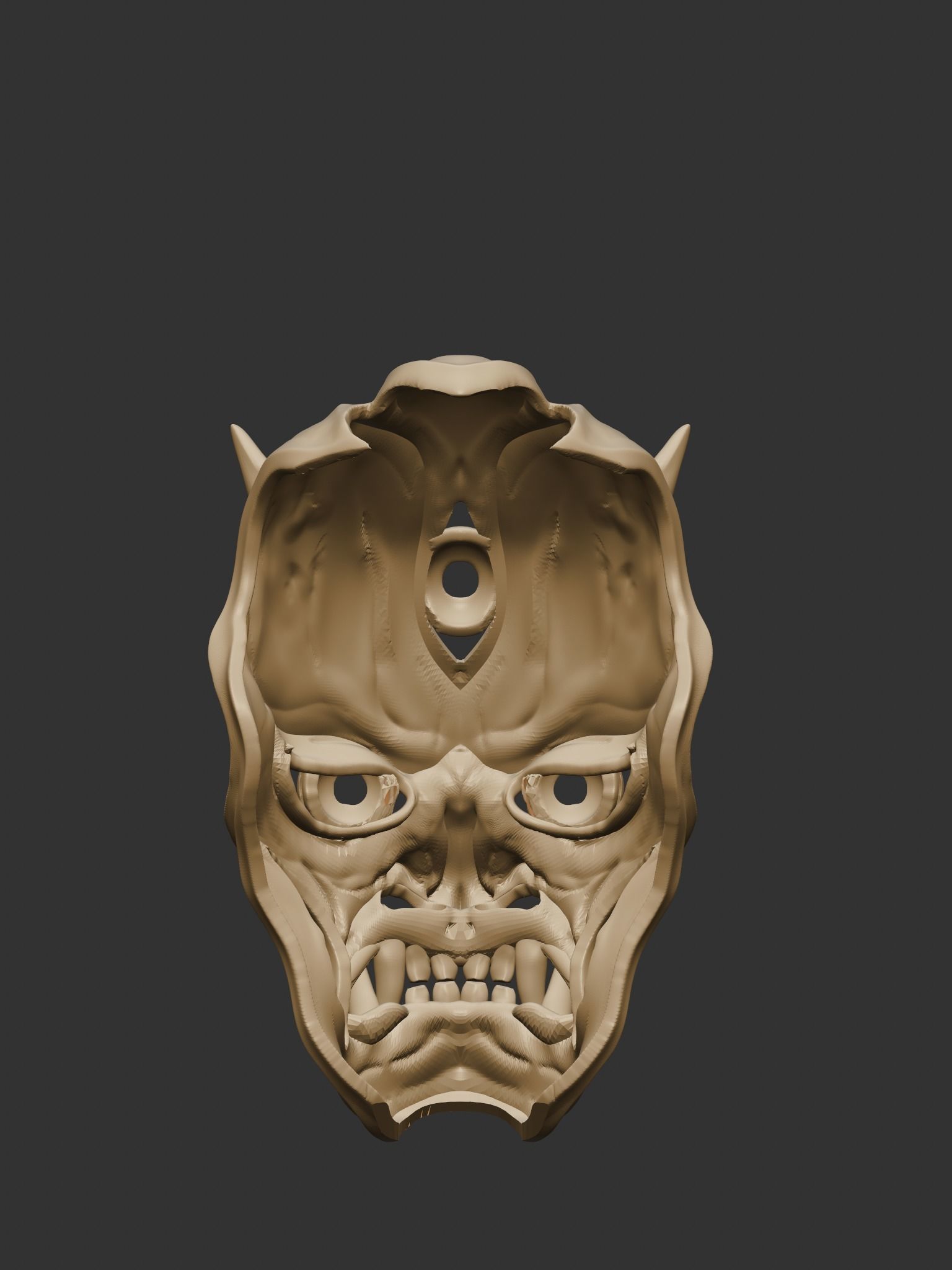 Creepy Japanese hannya mask 3D print model_29