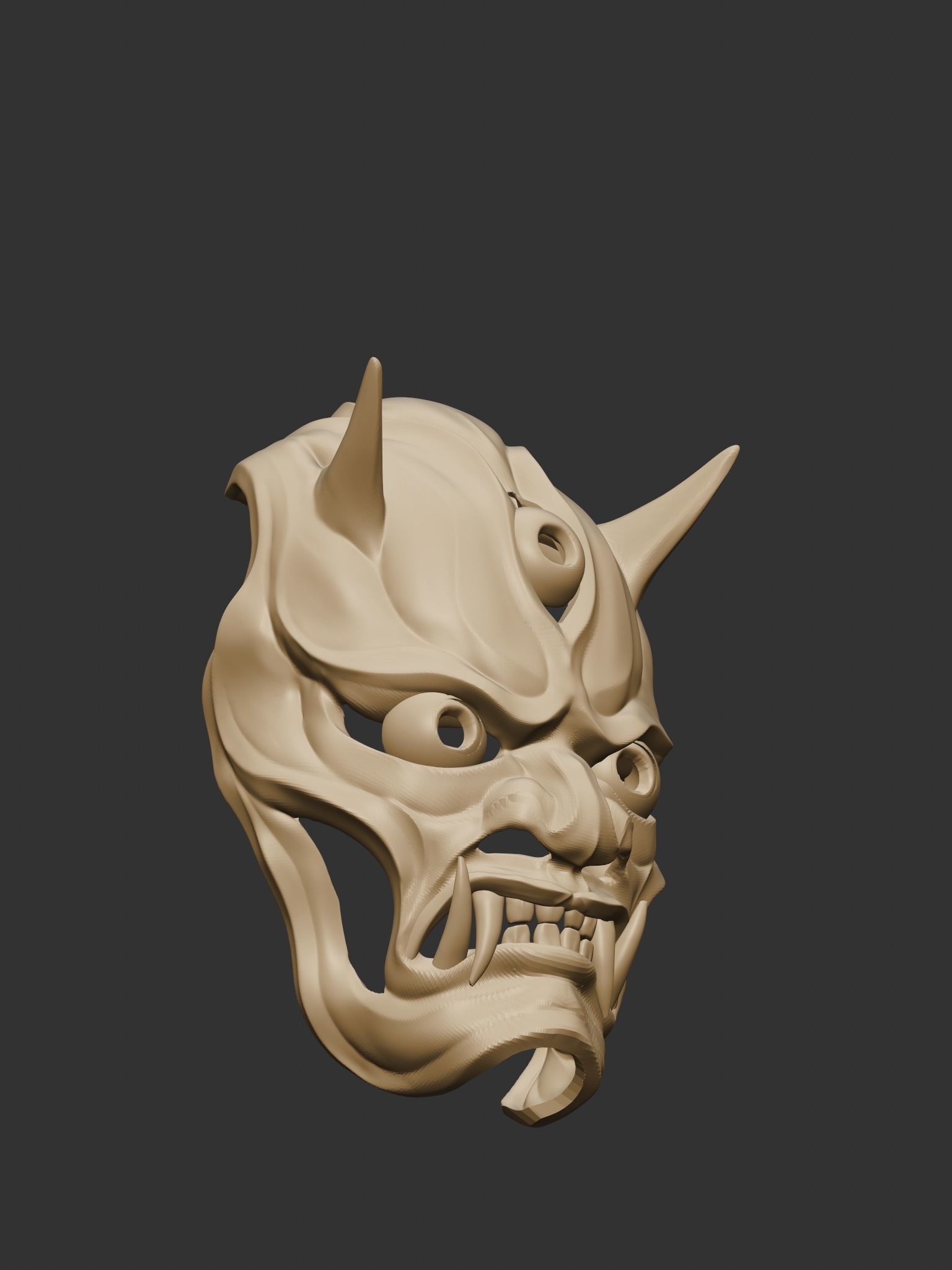 Creepy Japanese hannya mask 3D print model_7