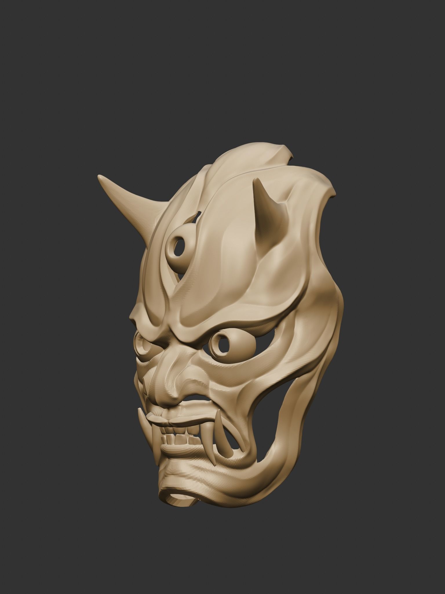 Creepy Japanese hannya mask 3D print model_17
