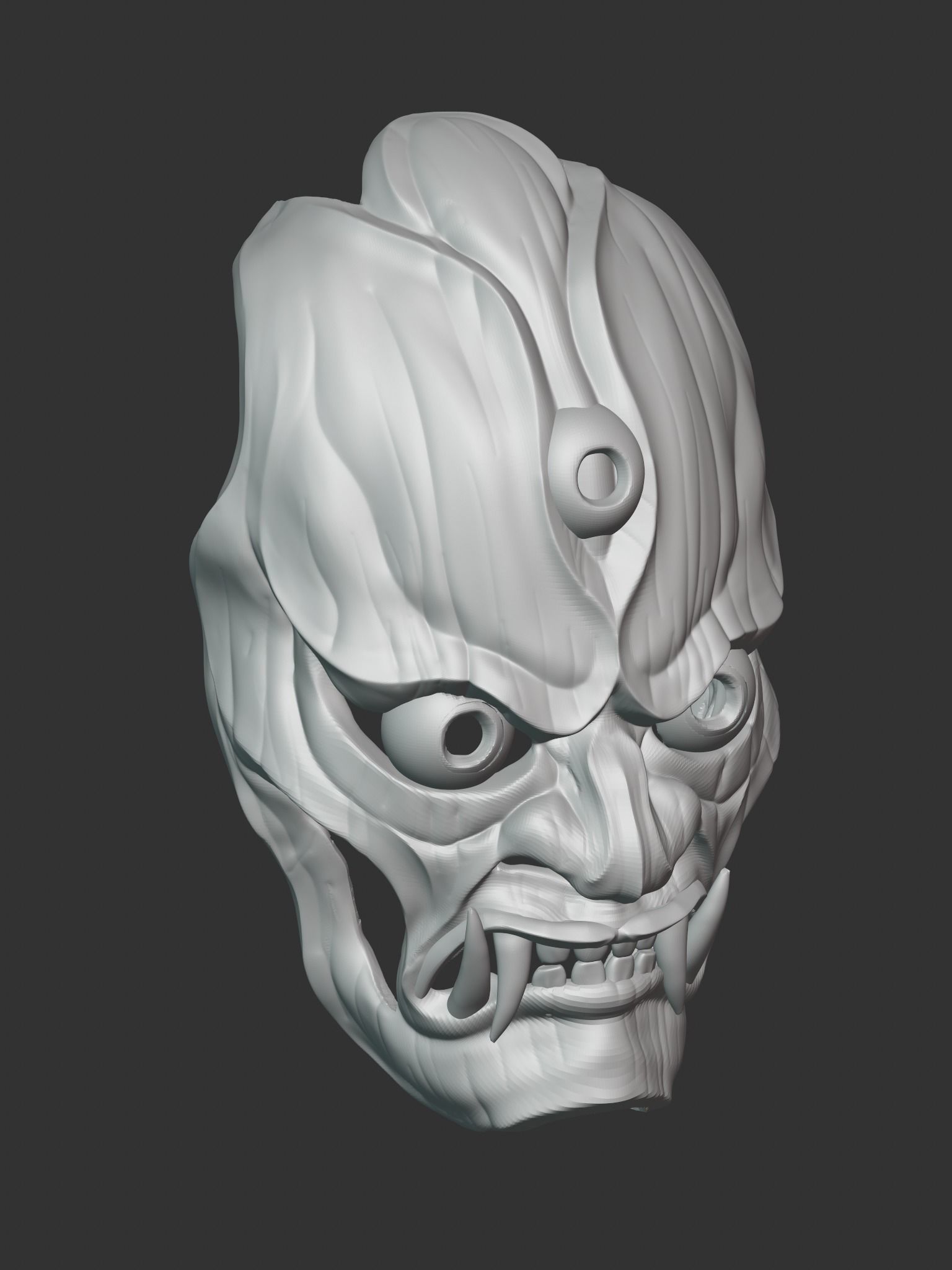 Creepy Japanese hannya mask 3D print model_12