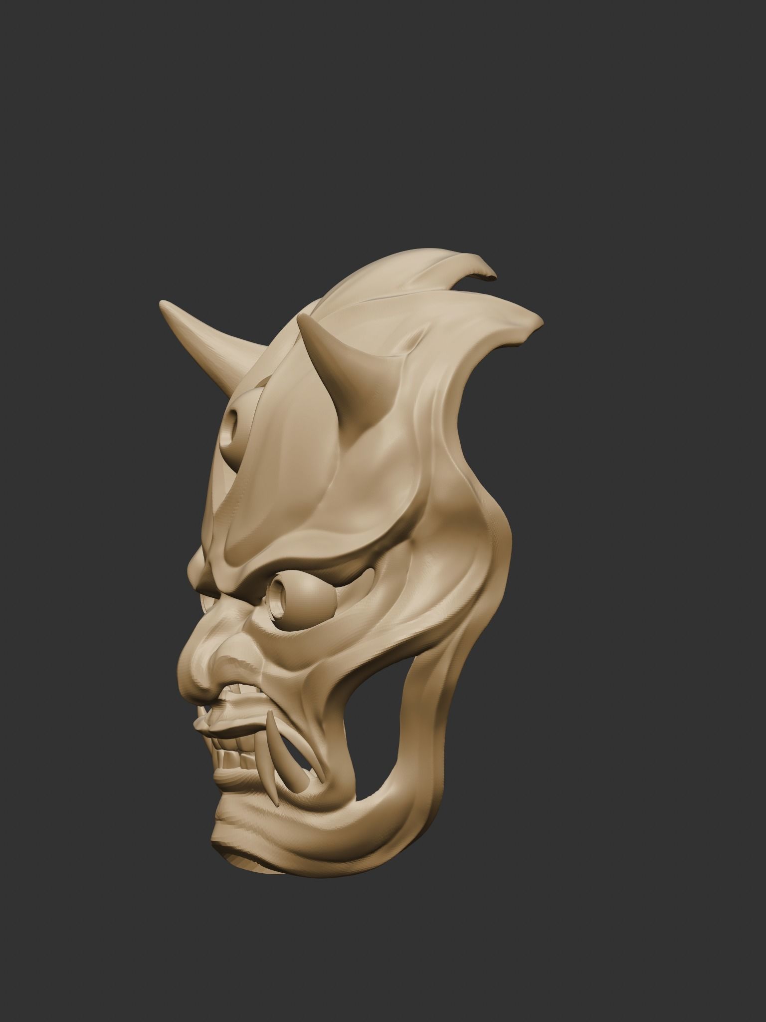 Creepy Japanese hannya mask 3D print model_30