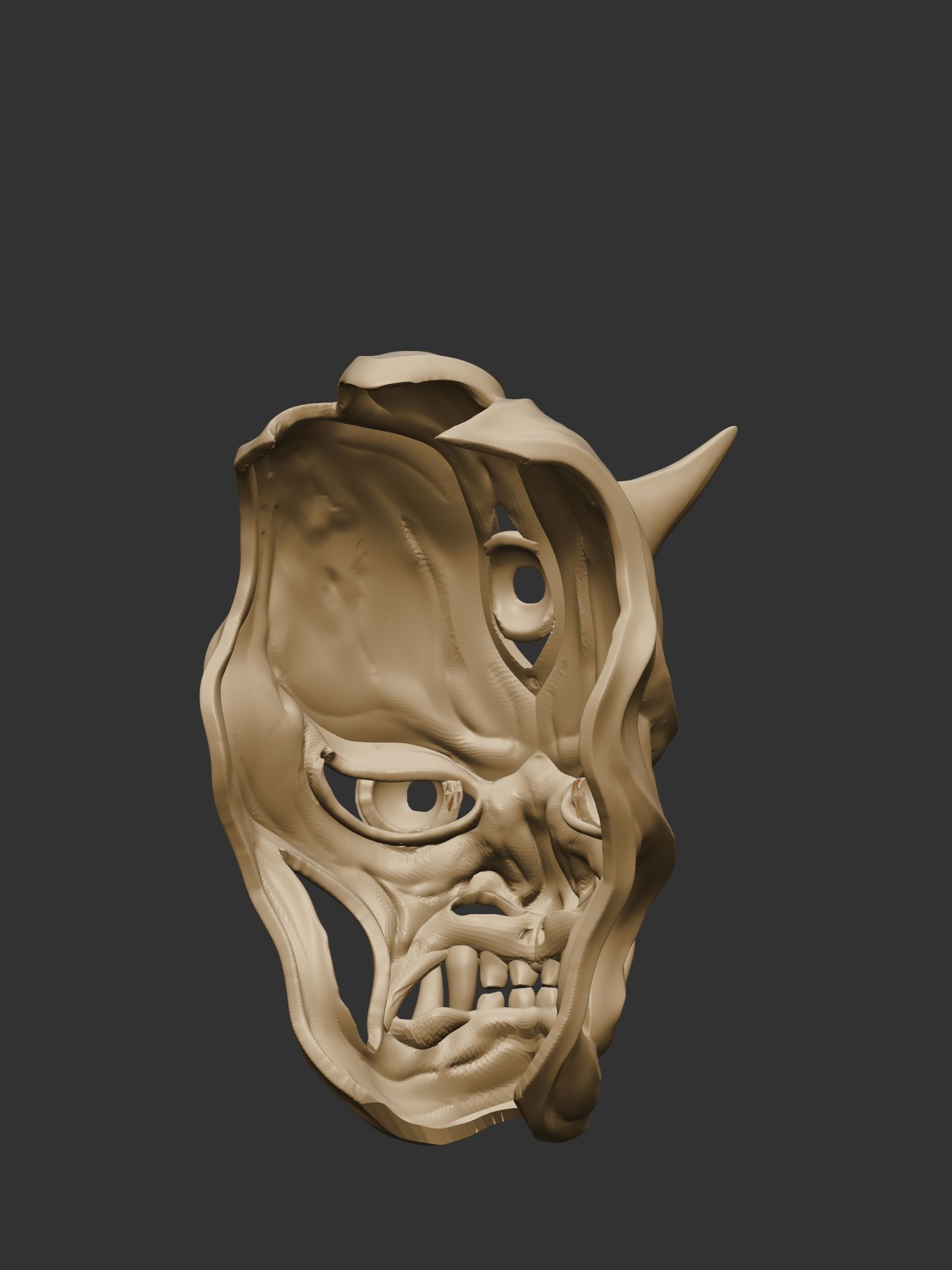 Creepy Japanese hannya mask 3D print model_26