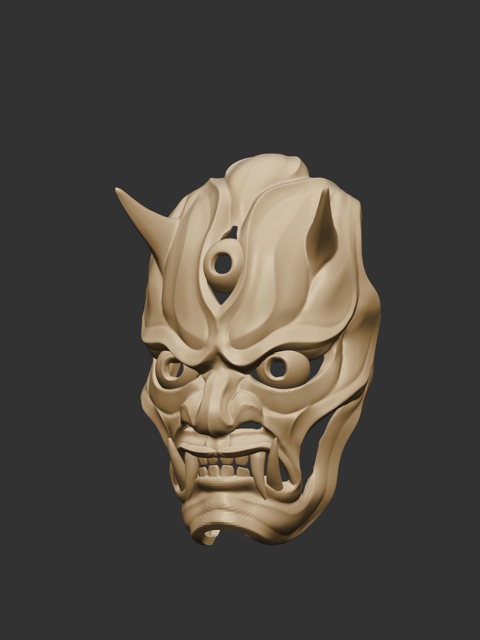 Creepy Japanese hannya mask 3D print model_1