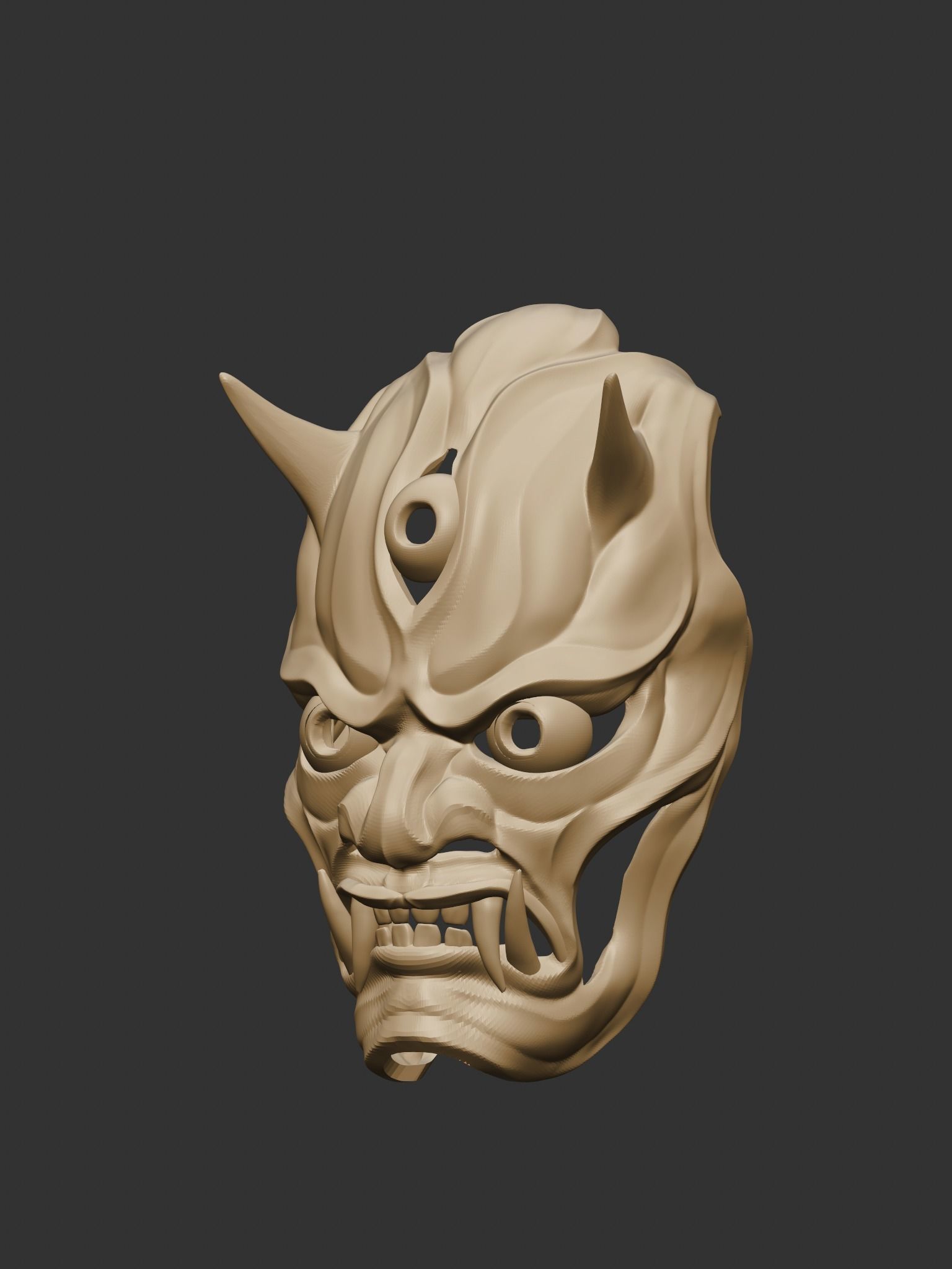Creepy Japanese hannya mask 3D print model_14