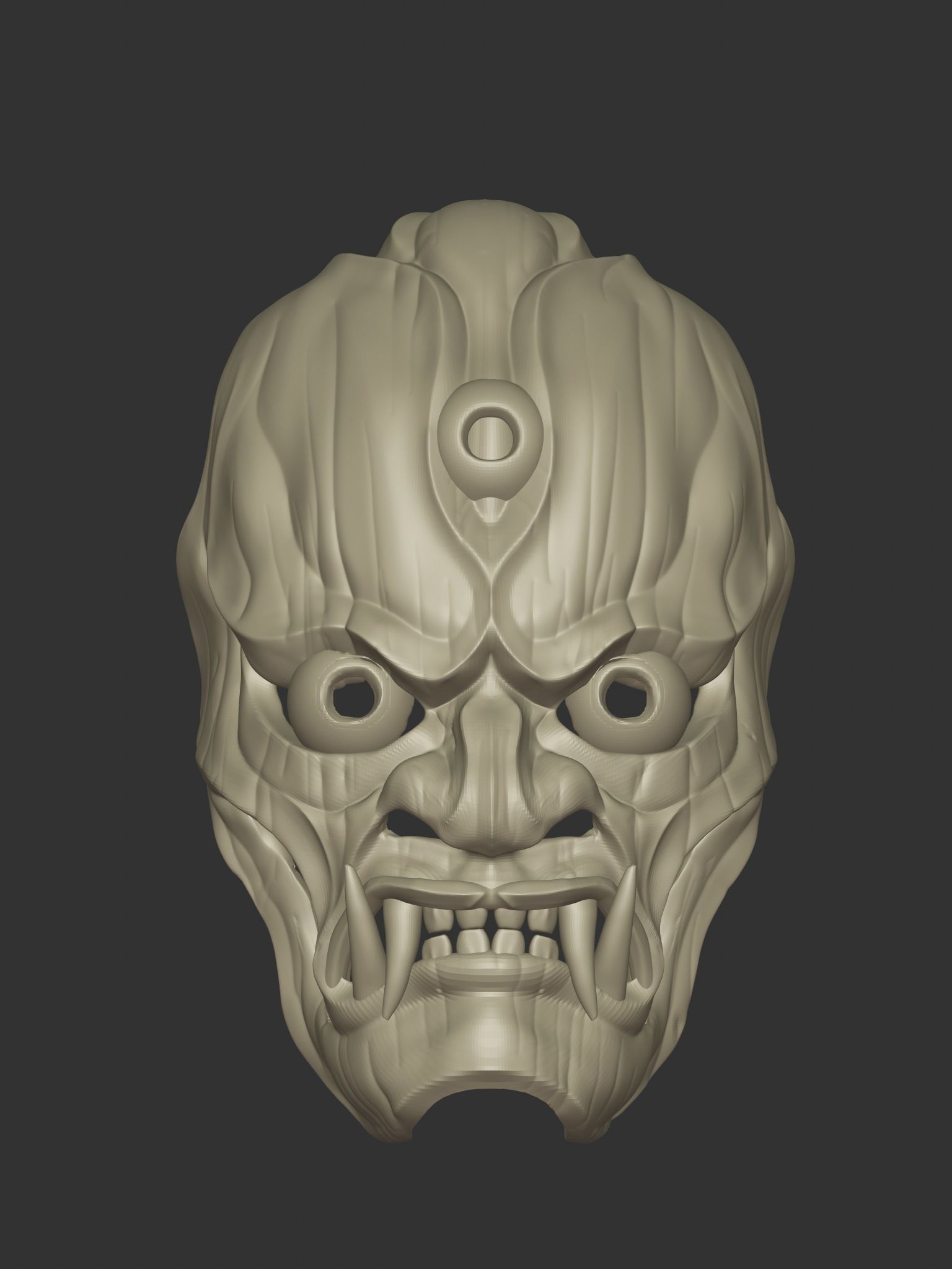 Creepy Japanese hannya mask 3D print model_10