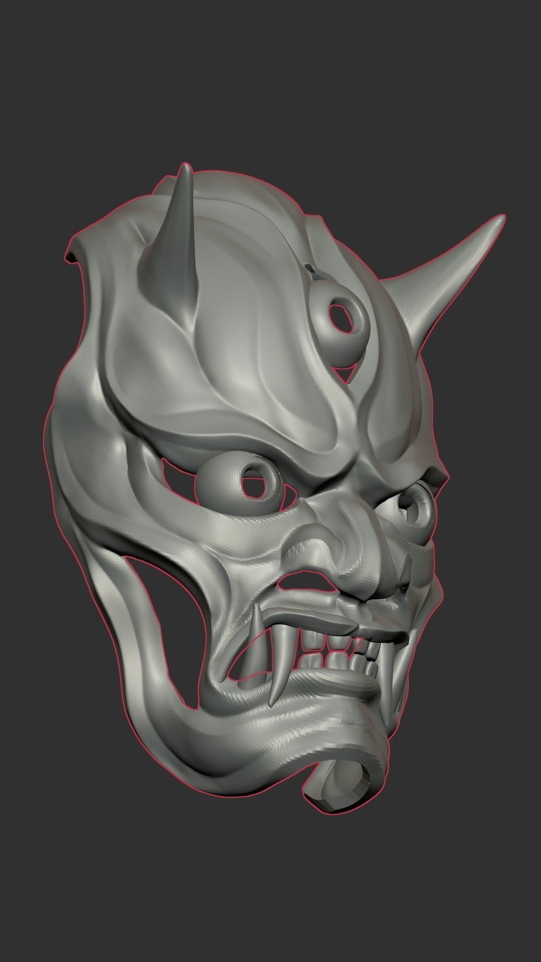Creepy Japanese hannya mask 3D print model_28