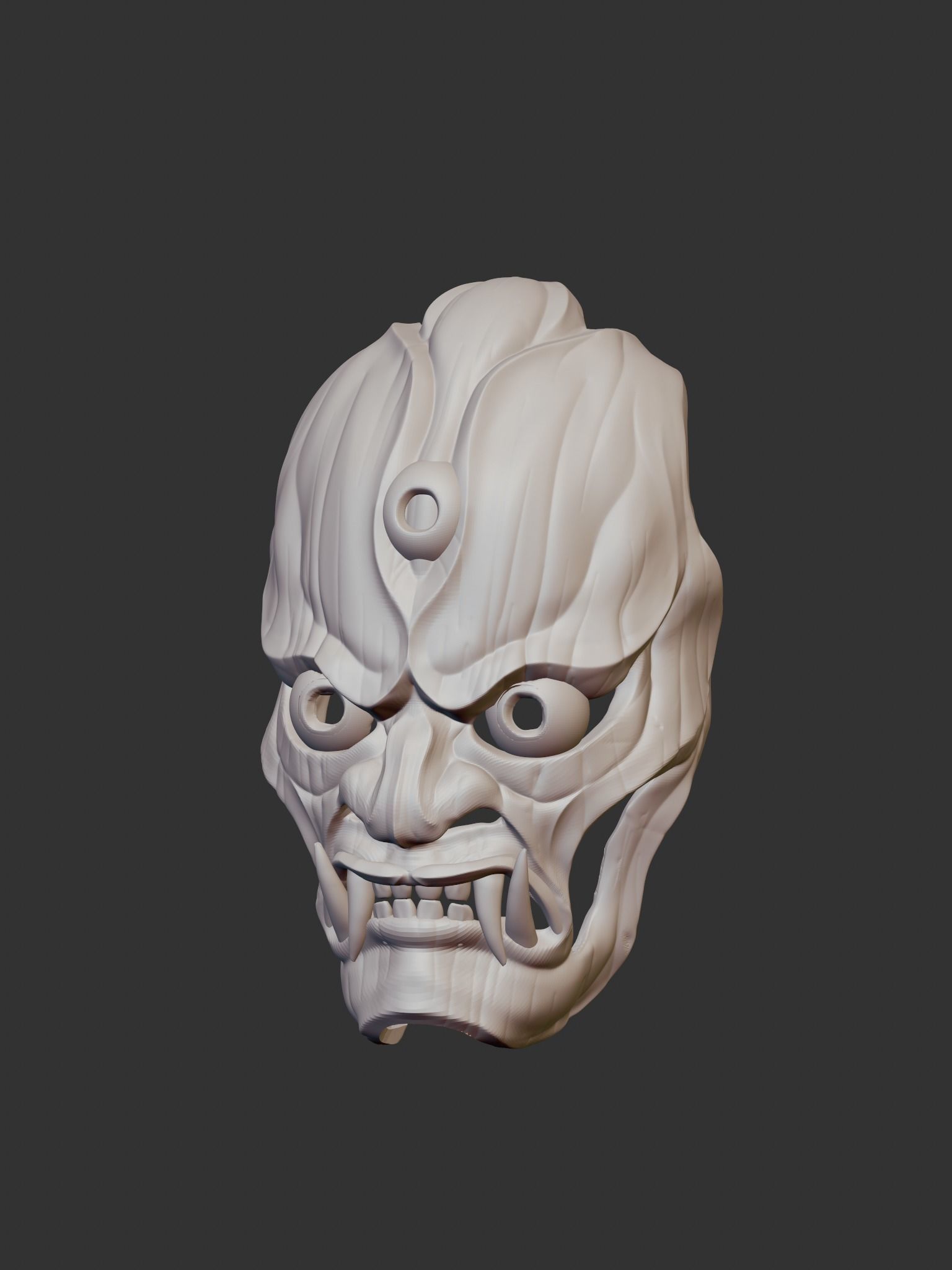 Creepy Japanese hannya mask 3D print model_3