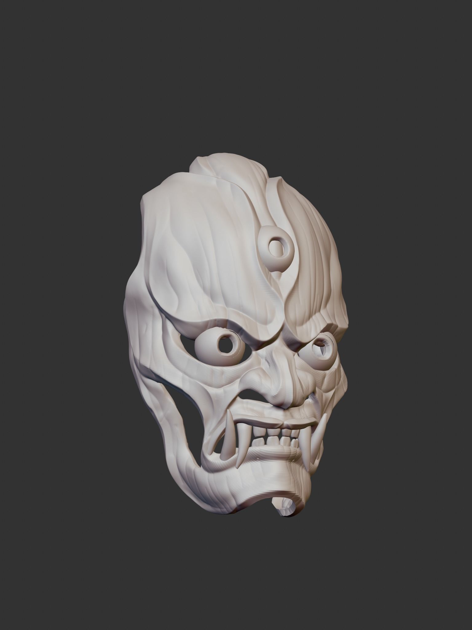 Creepy Japanese hannya mask 3D print model_4