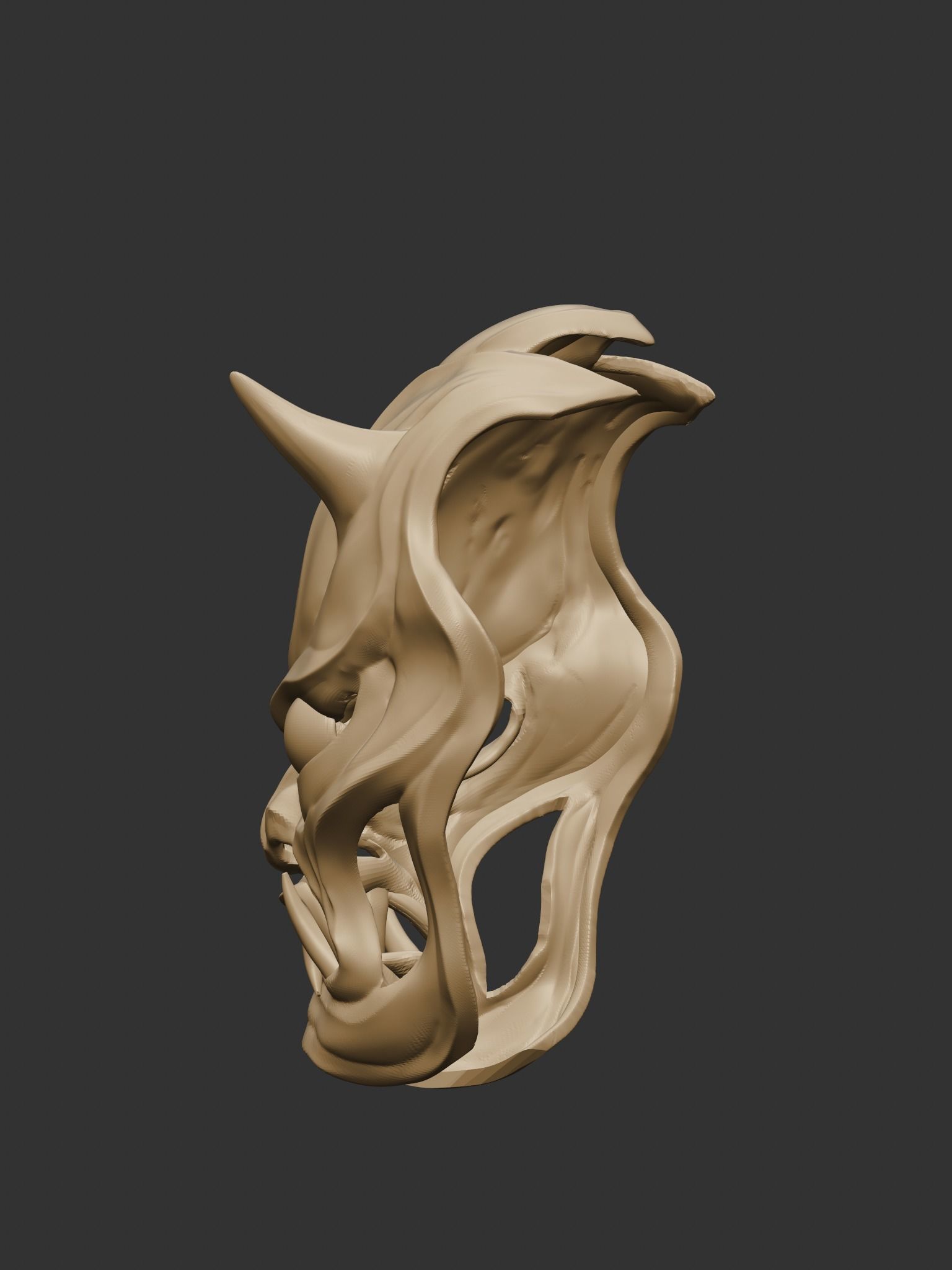 Creepy Japanese hannya mask 3D print model_13