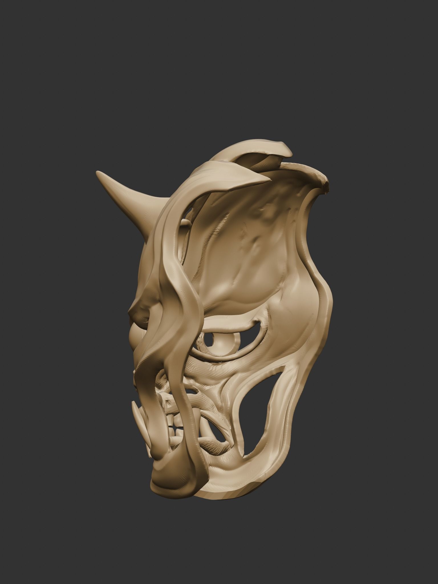 Creepy Japanese hannya mask 3D print model_18