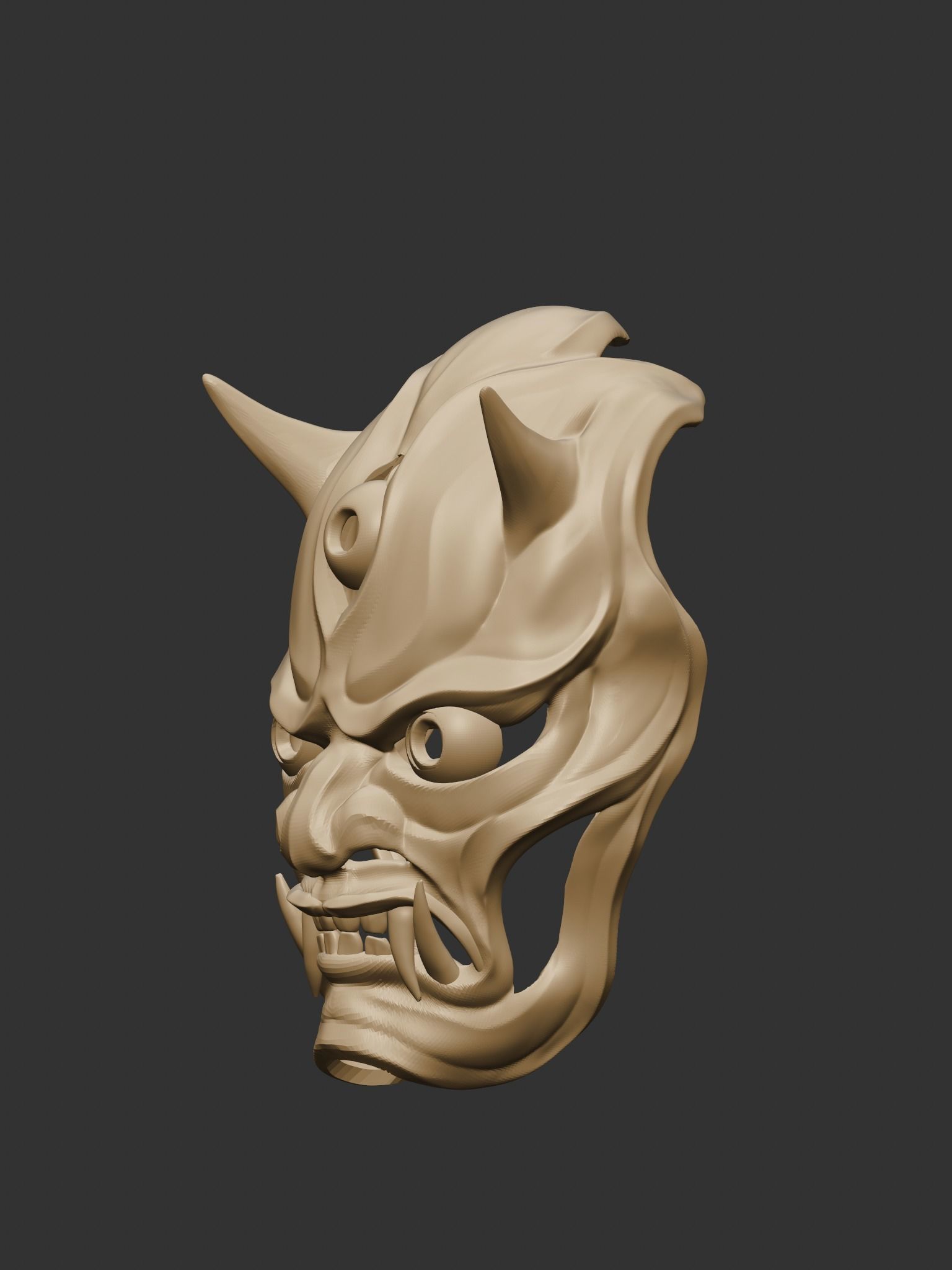 Creepy Japanese hannya mask 3D print model_24