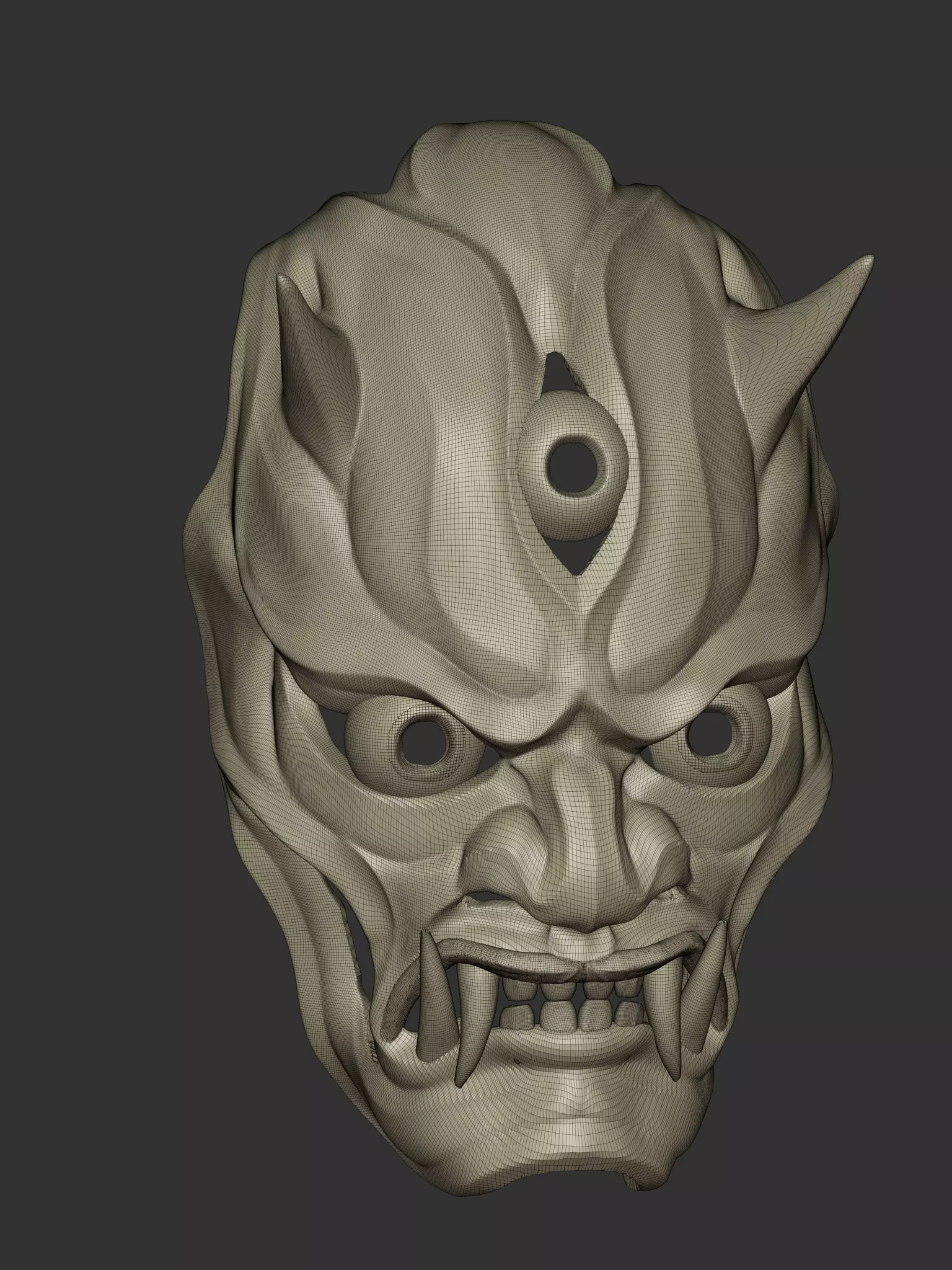 Creepy Japanese hannya mask 3D print model_0