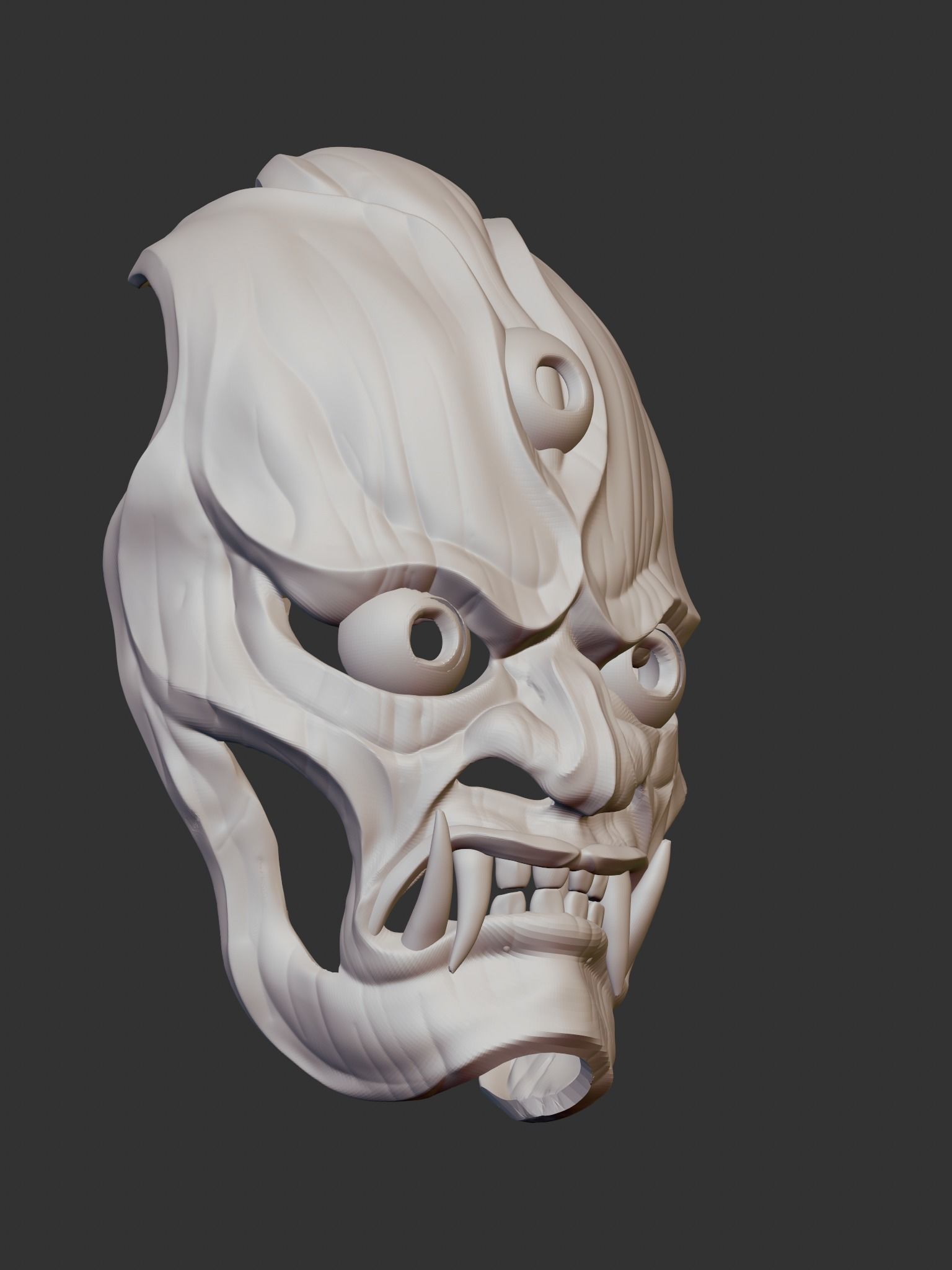 Creepy Japanese hannya mask 3D print model_15