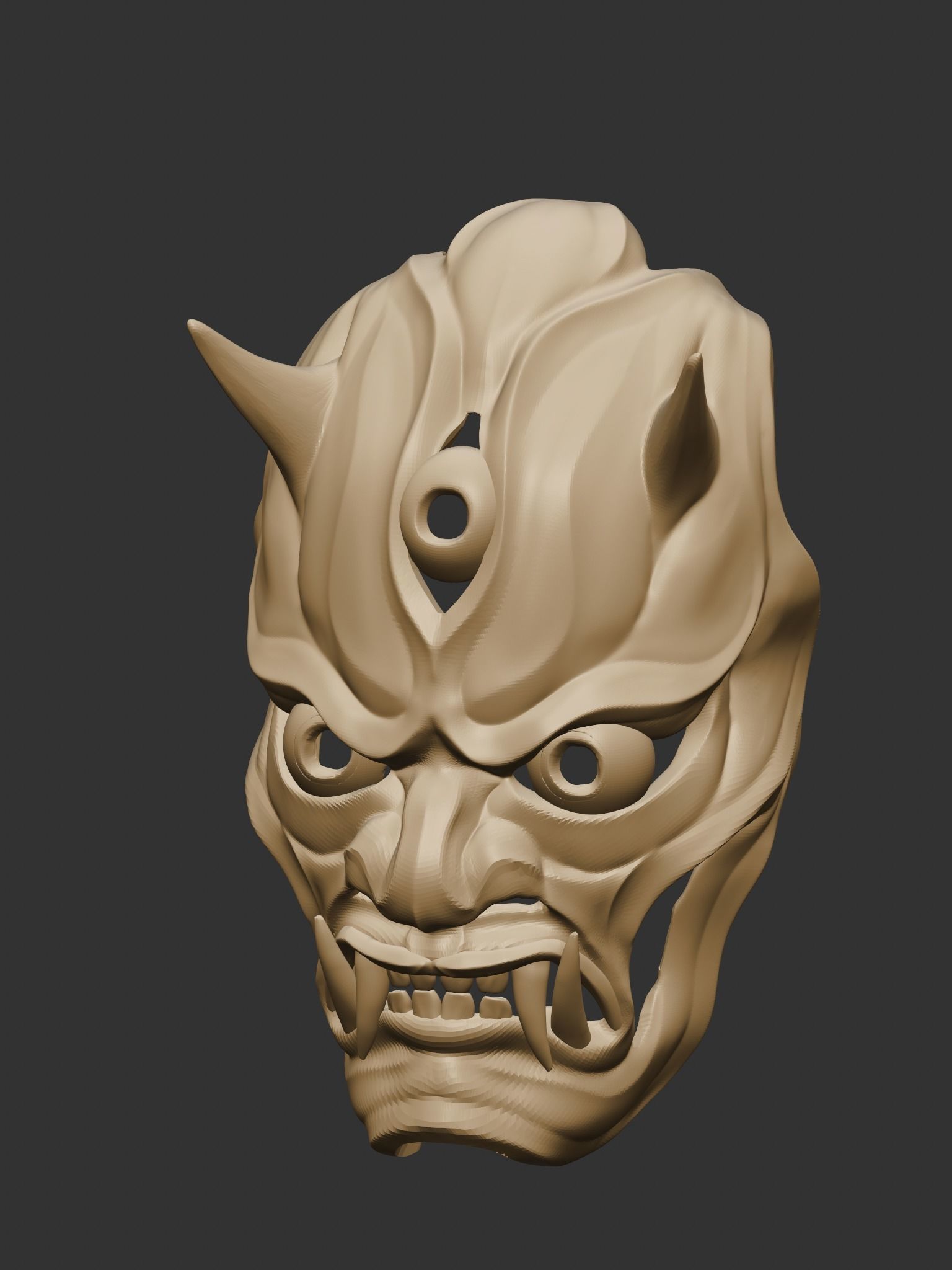 Creepy Japanese hannya mask 3D print model_19