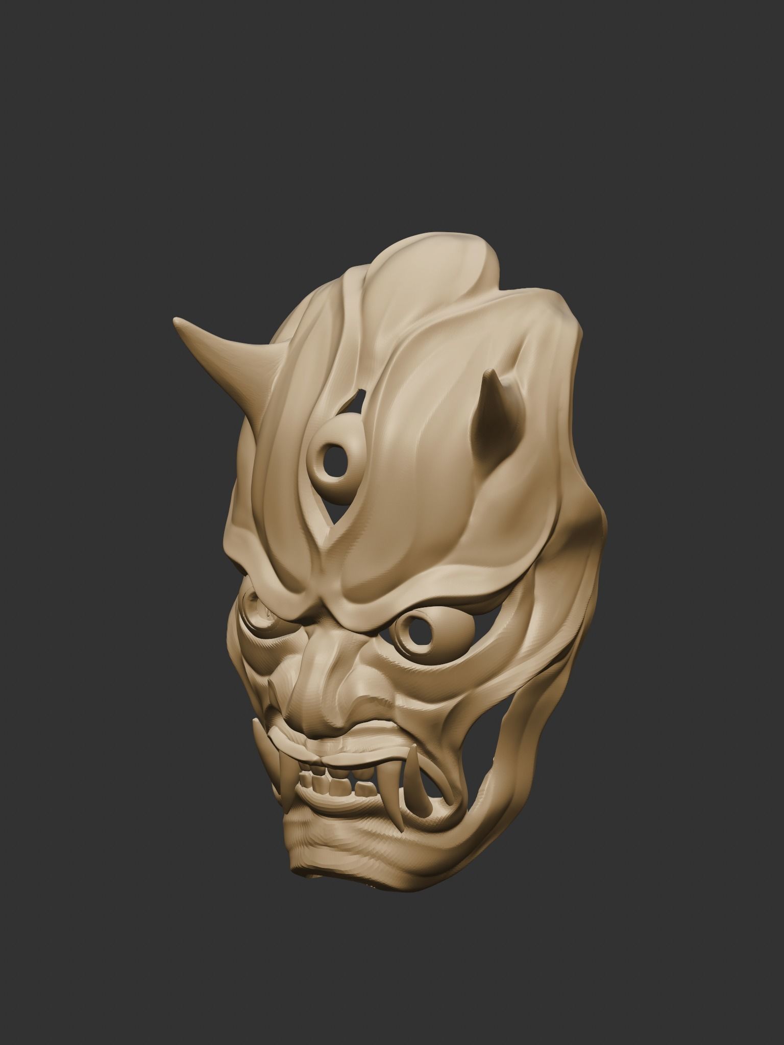 Creepy Japanese hannya mask 3D print model_2