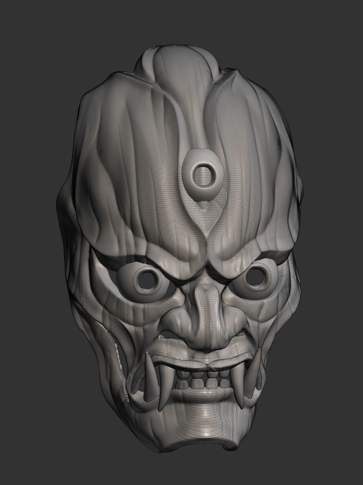 Creepy Japanese hannya mask 3D print model_6