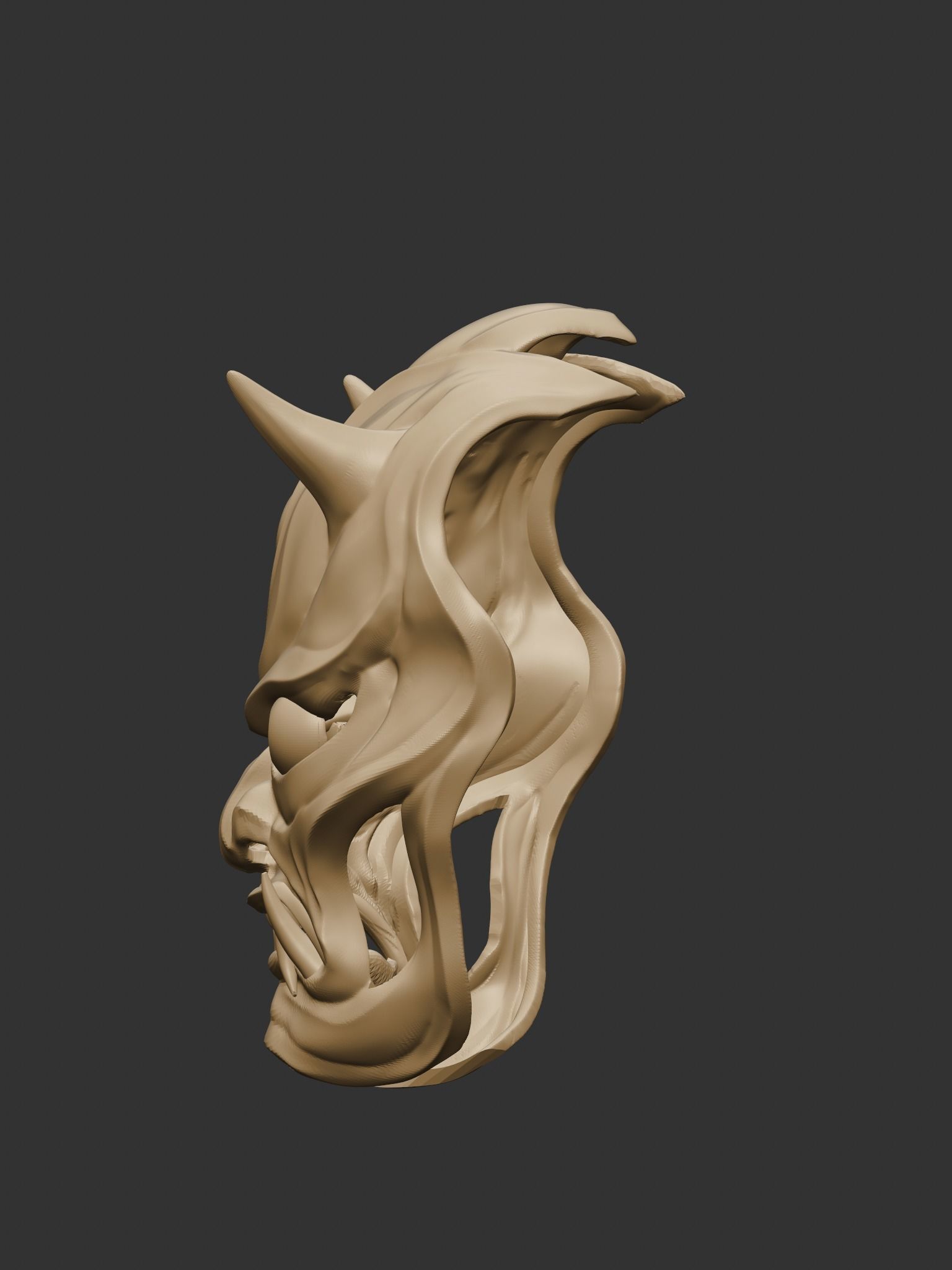 Creepy Japanese hannya mask 3D print model_27
