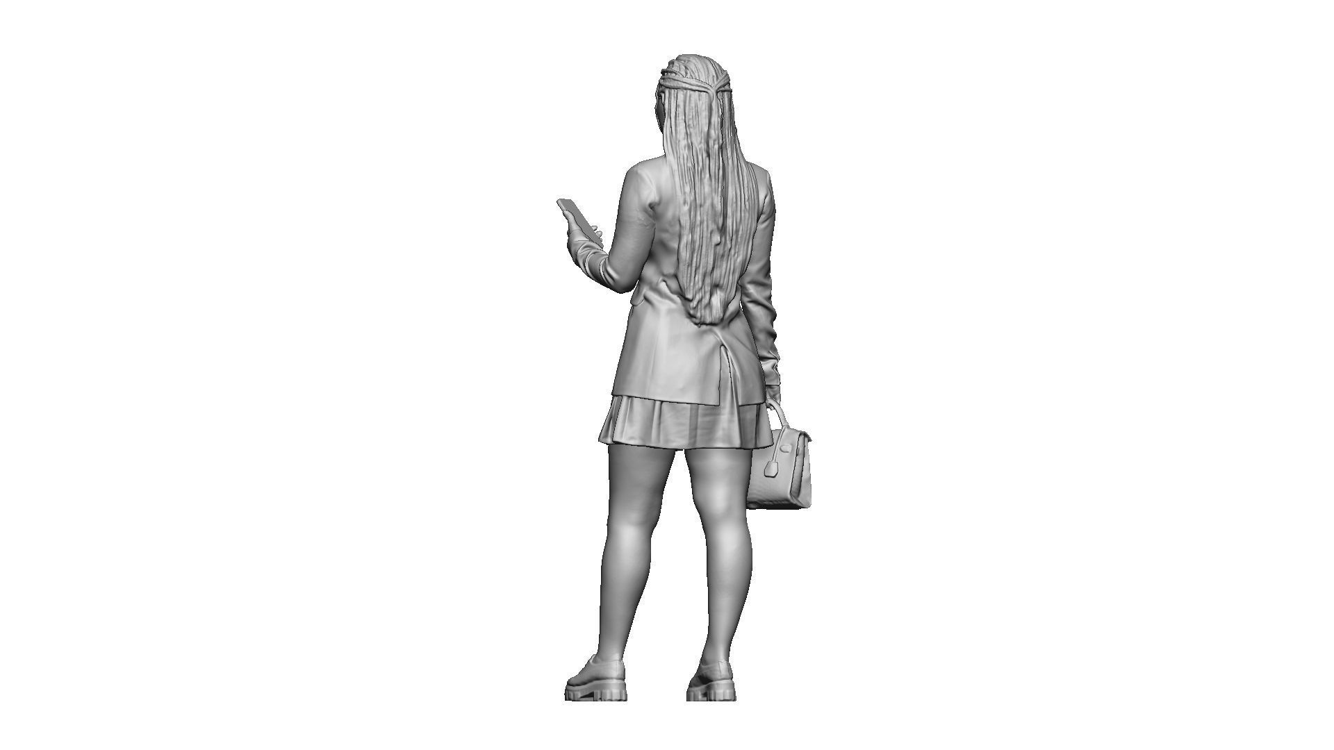S00038 Woman with bag and phone Low-poly 3D model_21