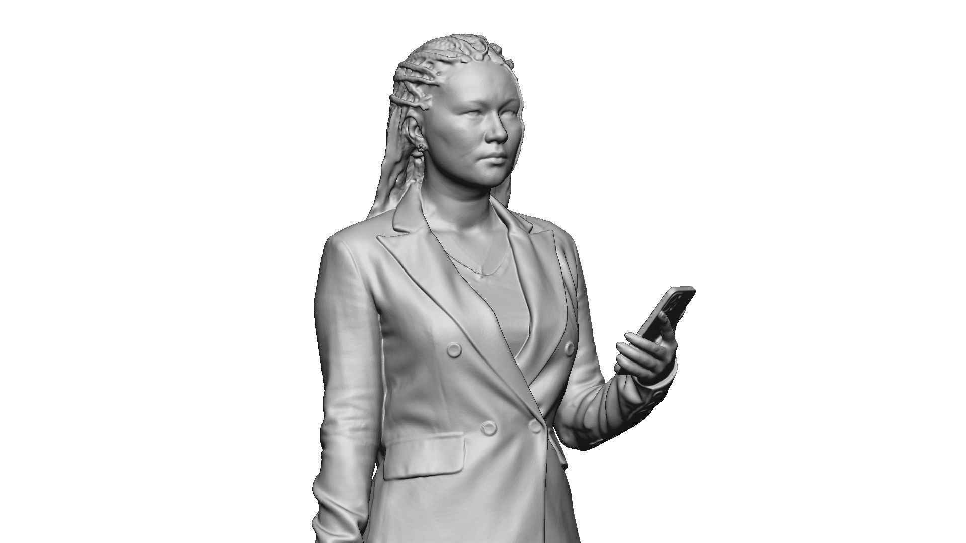 S00038 Woman with bag and phone Low-poly 3D model_22