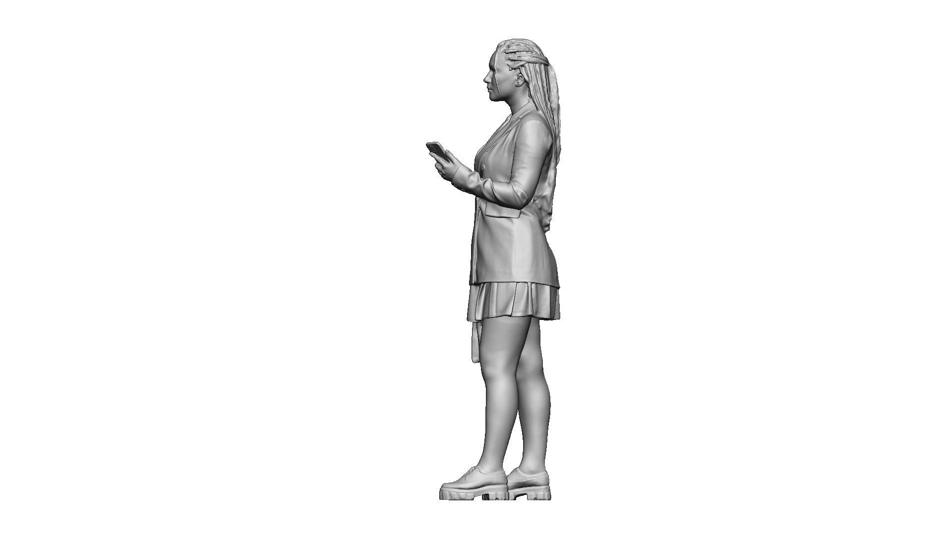 S00038 Woman with bag and phone Low-poly 3D model_13