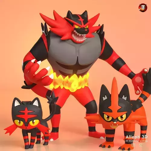Pokemon litten evolution pack 3D print model
