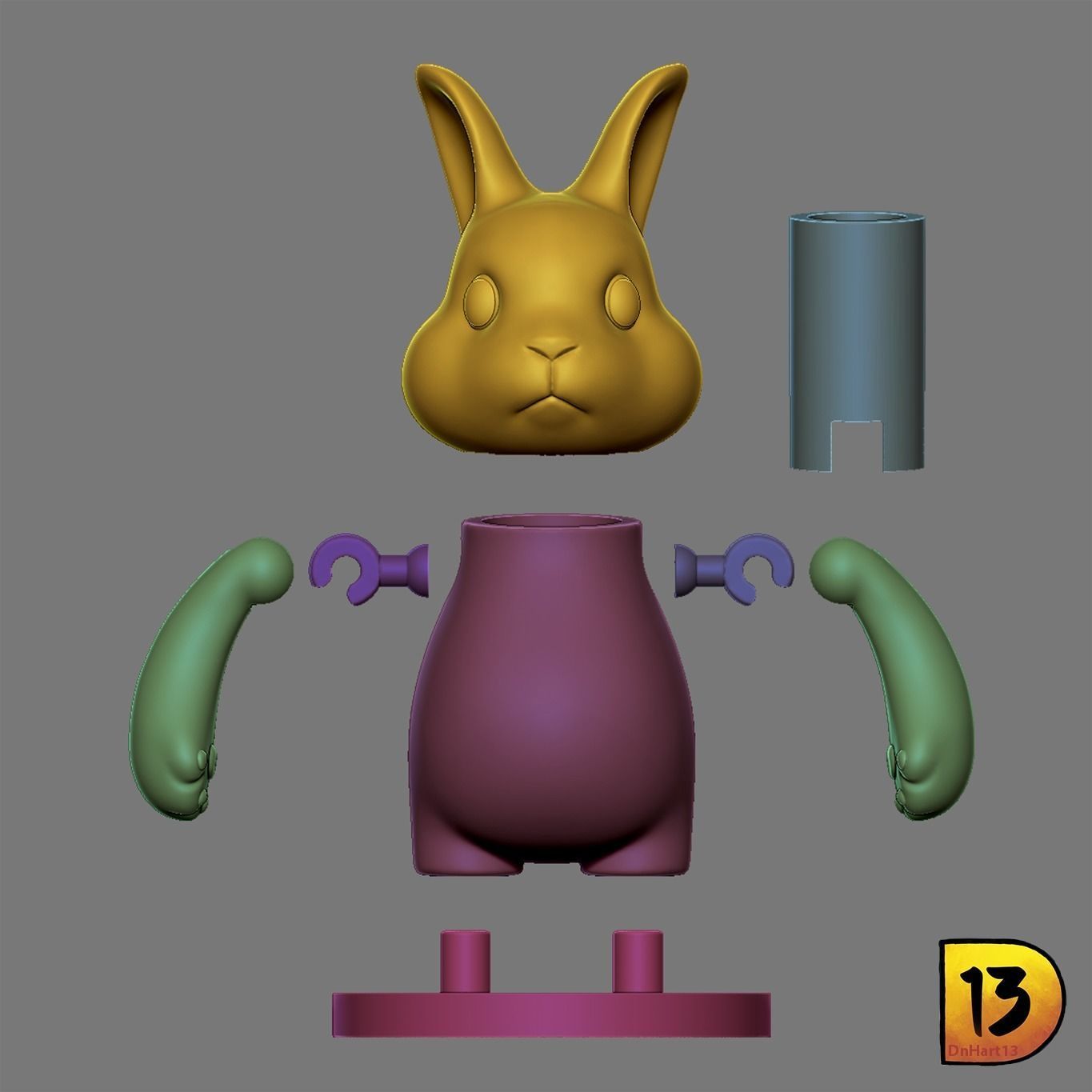 Party Animals Carrot Bunny 3D print model_3