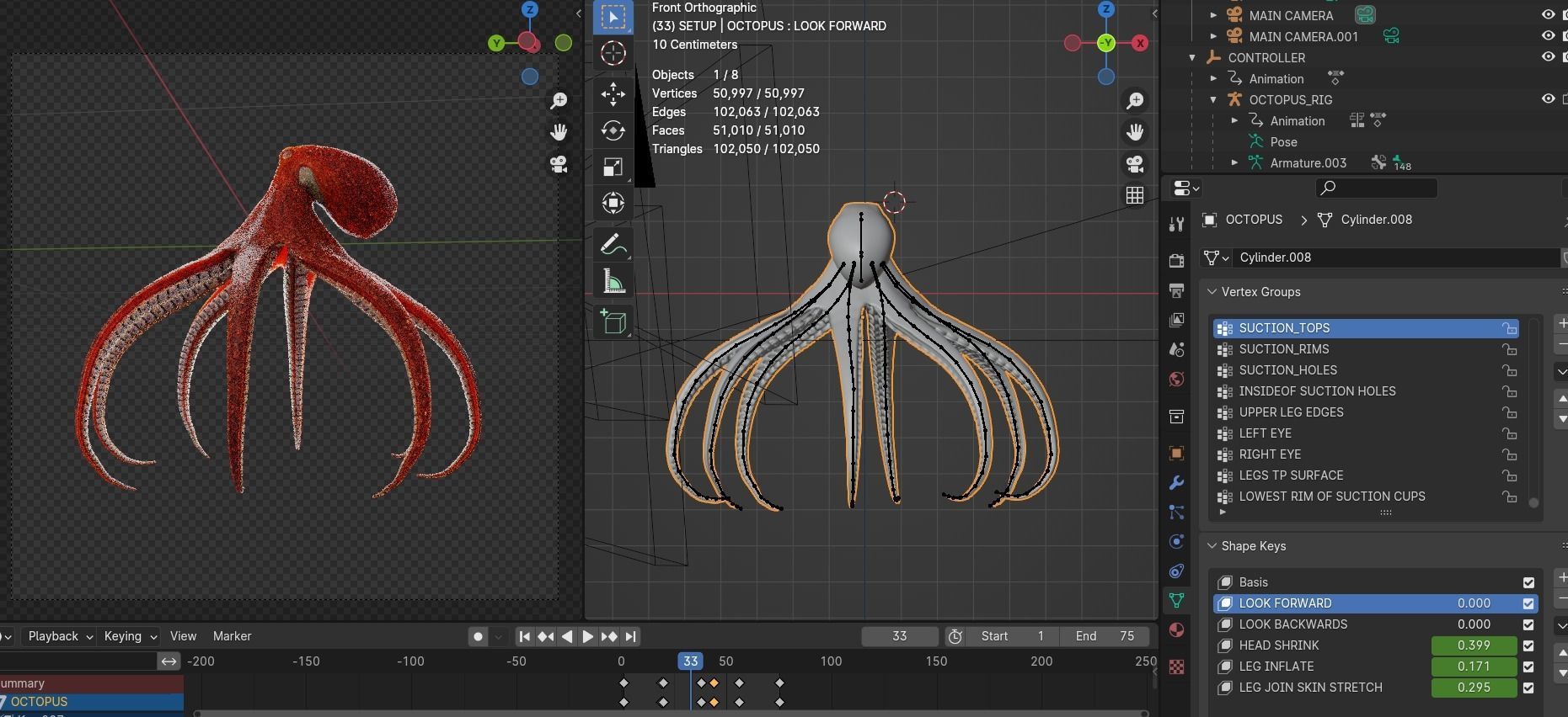 Animated Octopus Low-poly 3D model_10
