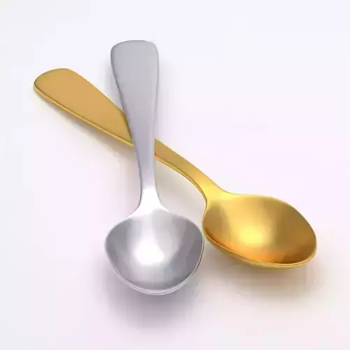 Dinner Spoon Gold And Stainless Steel 3D model