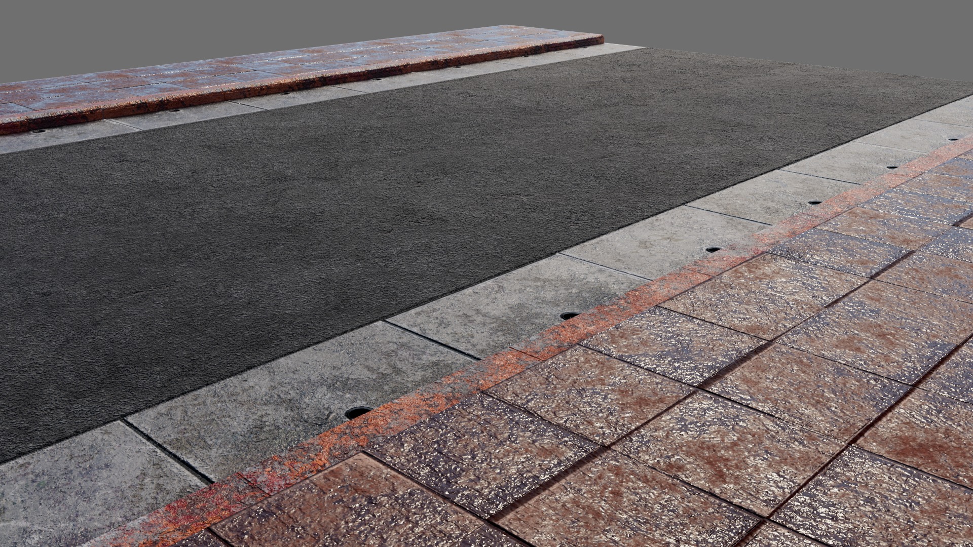 Road 3D model with PBR texture Low-poly 3D model_1