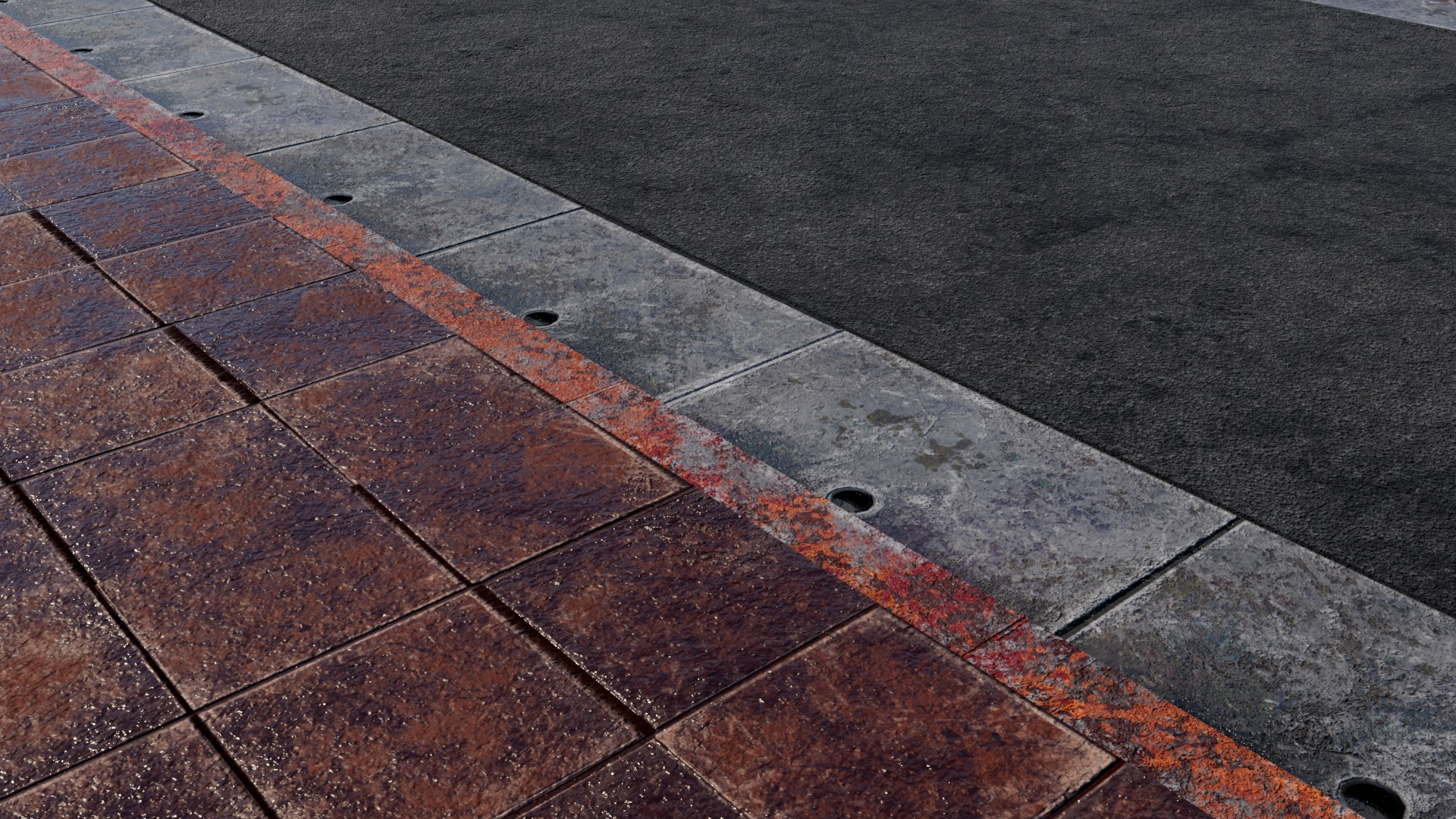 Road 3D model with PBR texture Low-poly 3D model_10