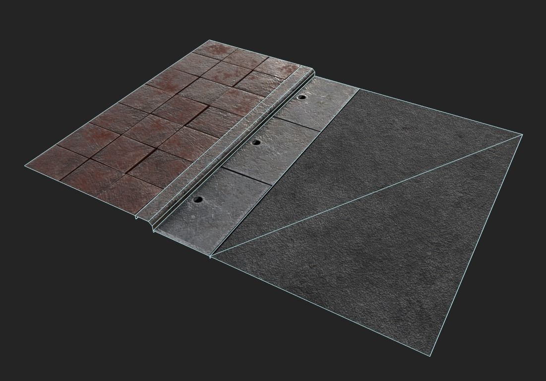 Road 3D model with PBR texture Low-poly 3D model_8
