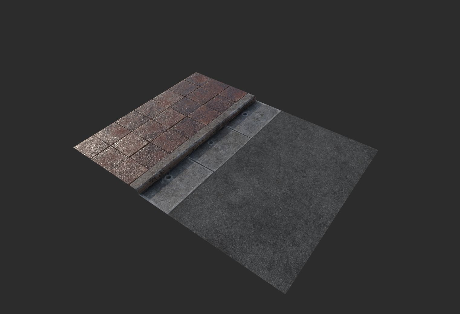 Road 3D model with PBR texture Low-poly 3D model_4