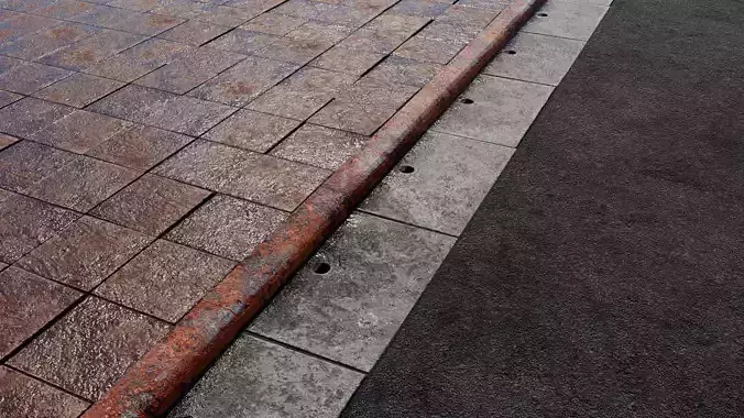 Road 3D model with PBR texture