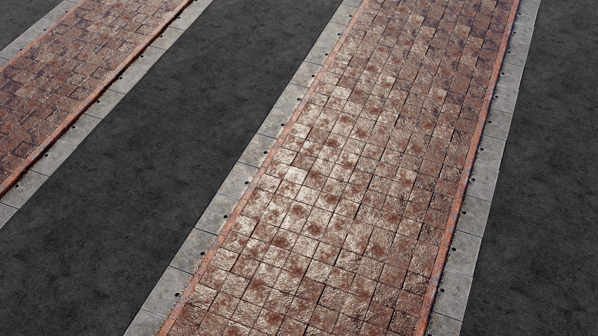 Road 3D model with PBR texture Low-poly 3D model_6