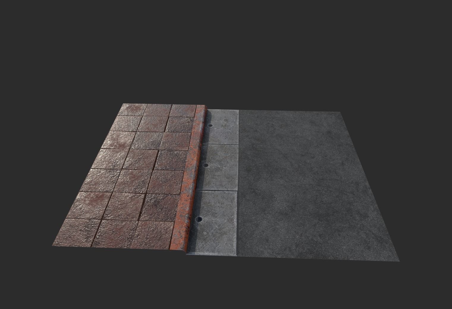 Road 3D model with PBR texture Low-poly 3D model_2