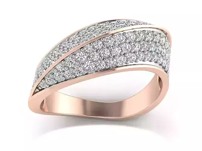 Light Weight Rose Gold Diamond Ring  -EZ R-143 3D print model