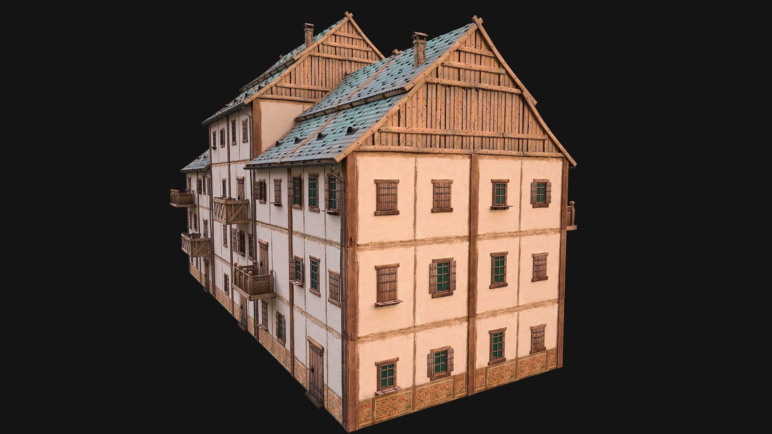 Medieval House Cottage Skyscraper Low-poly 3D model_27