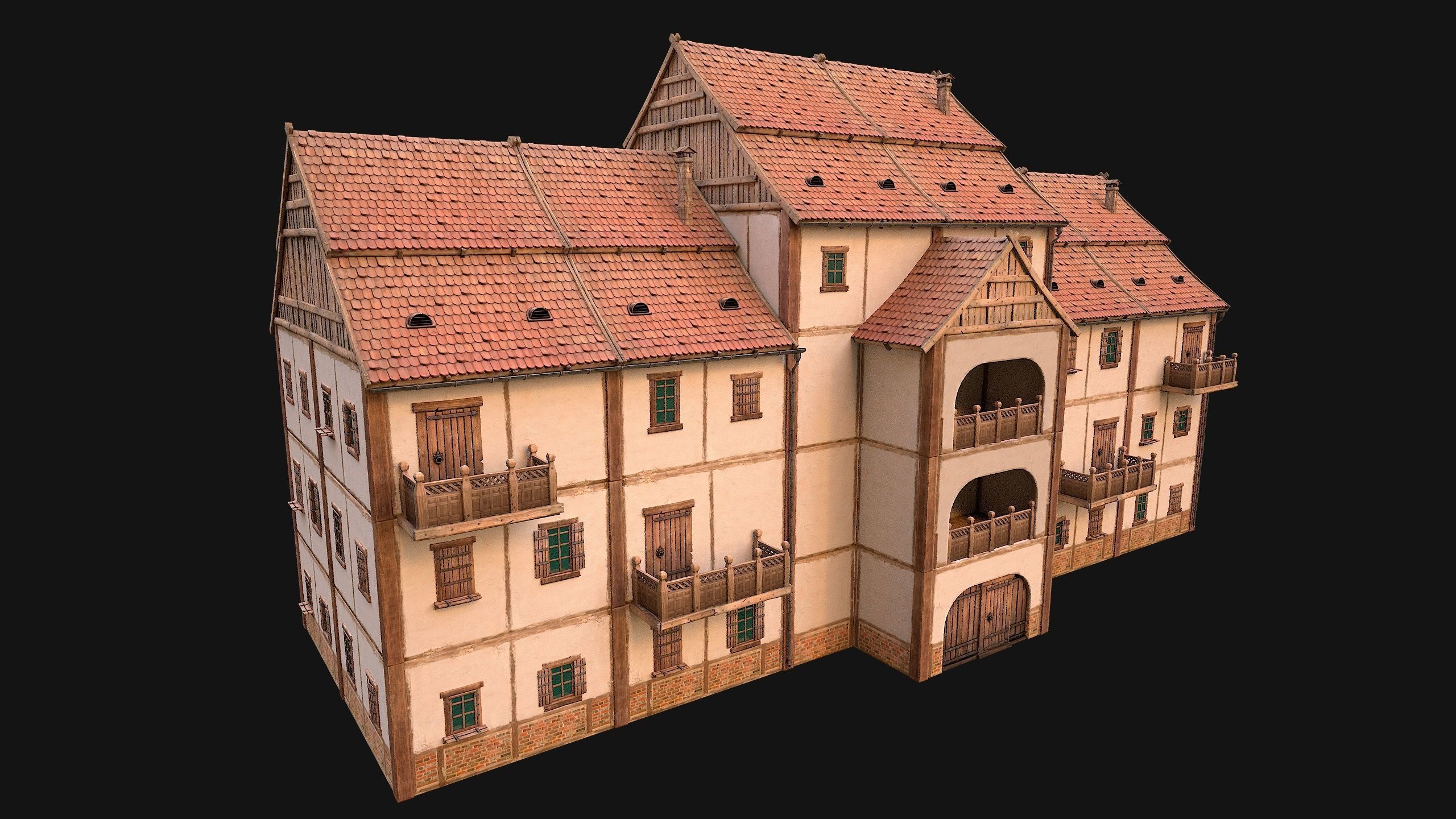 Medieval House Cottage Skyscraper Low-poly 3D model_29