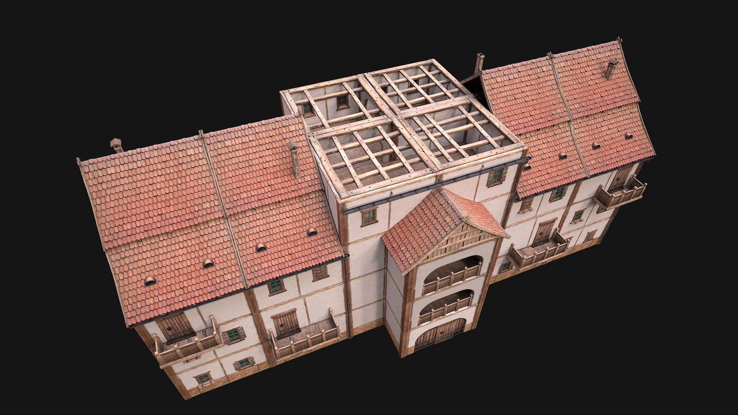 Medieval House Cottage Skyscraper Low-poly 3D model_17