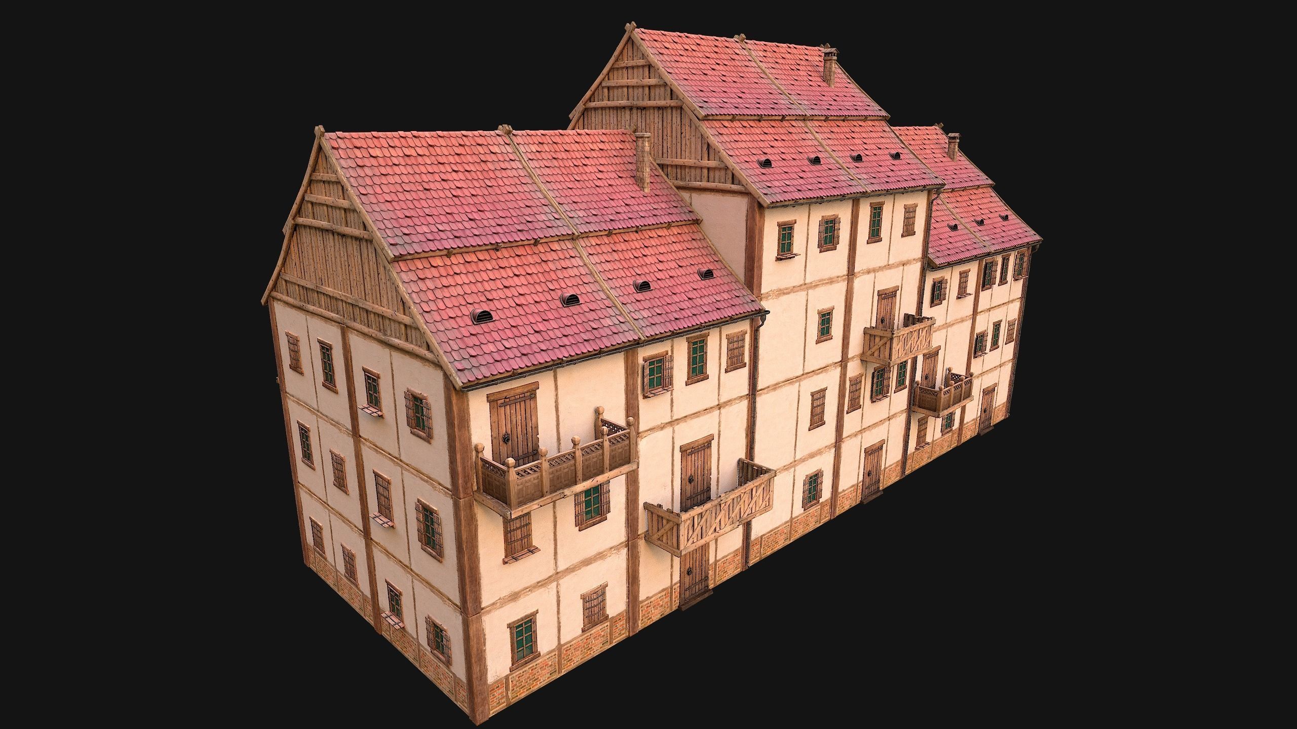 Medieval House Cottage Skyscraper Low-poly 3D model_13