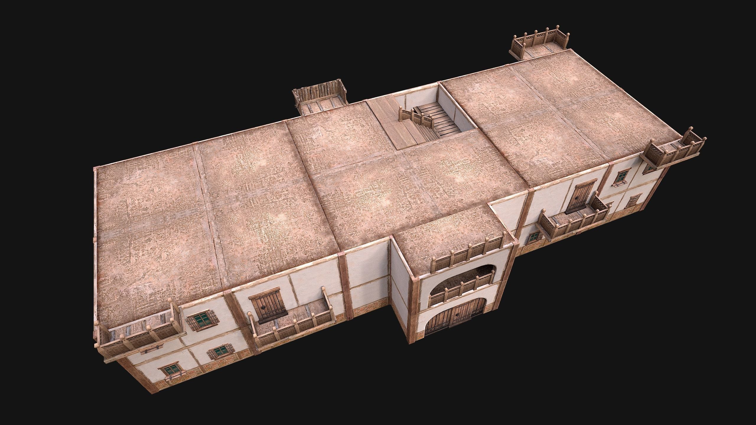 Medieval House Cottage Skyscraper Low-poly 3D model_21