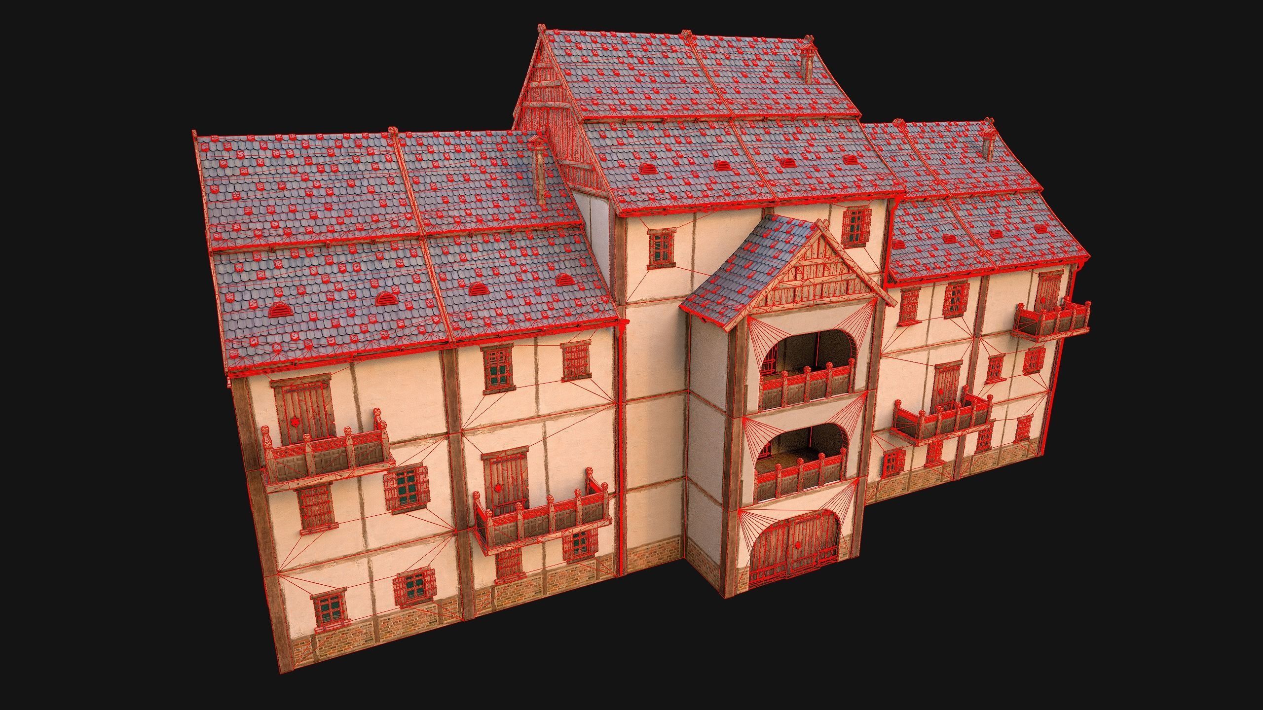 Medieval House Cottage Skyscraper Low-poly 3D model_31